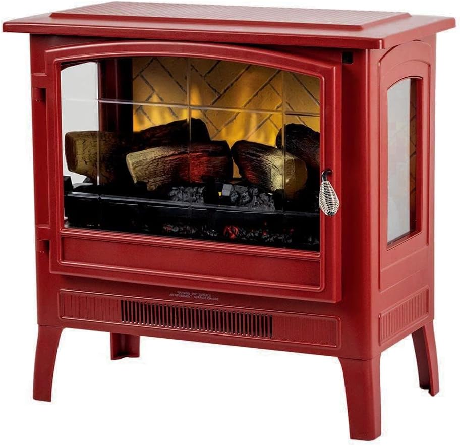Country Living Infrared Electric Fireplace Stove in Deep Red