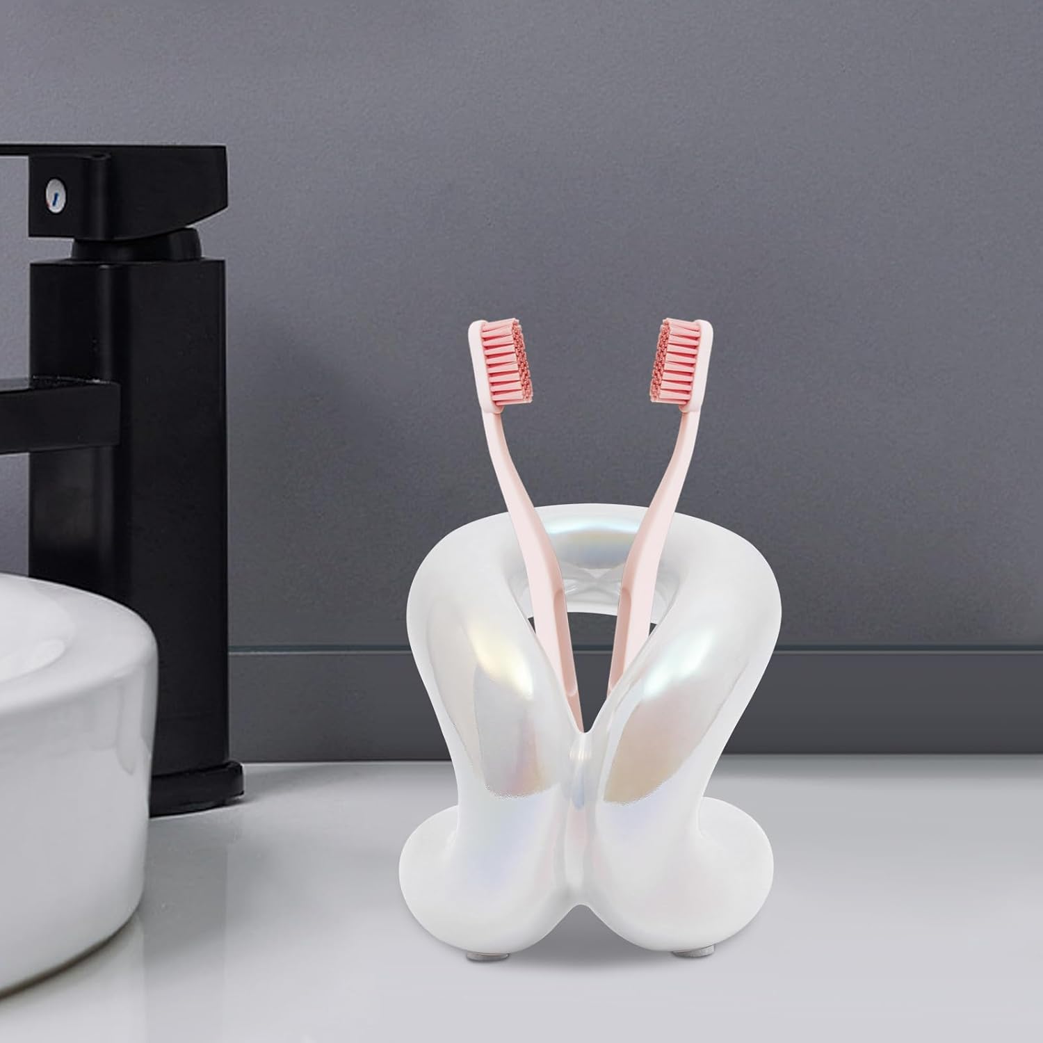 DYRABREST Ceramic Toothbrush Holder for Vanity Countertop