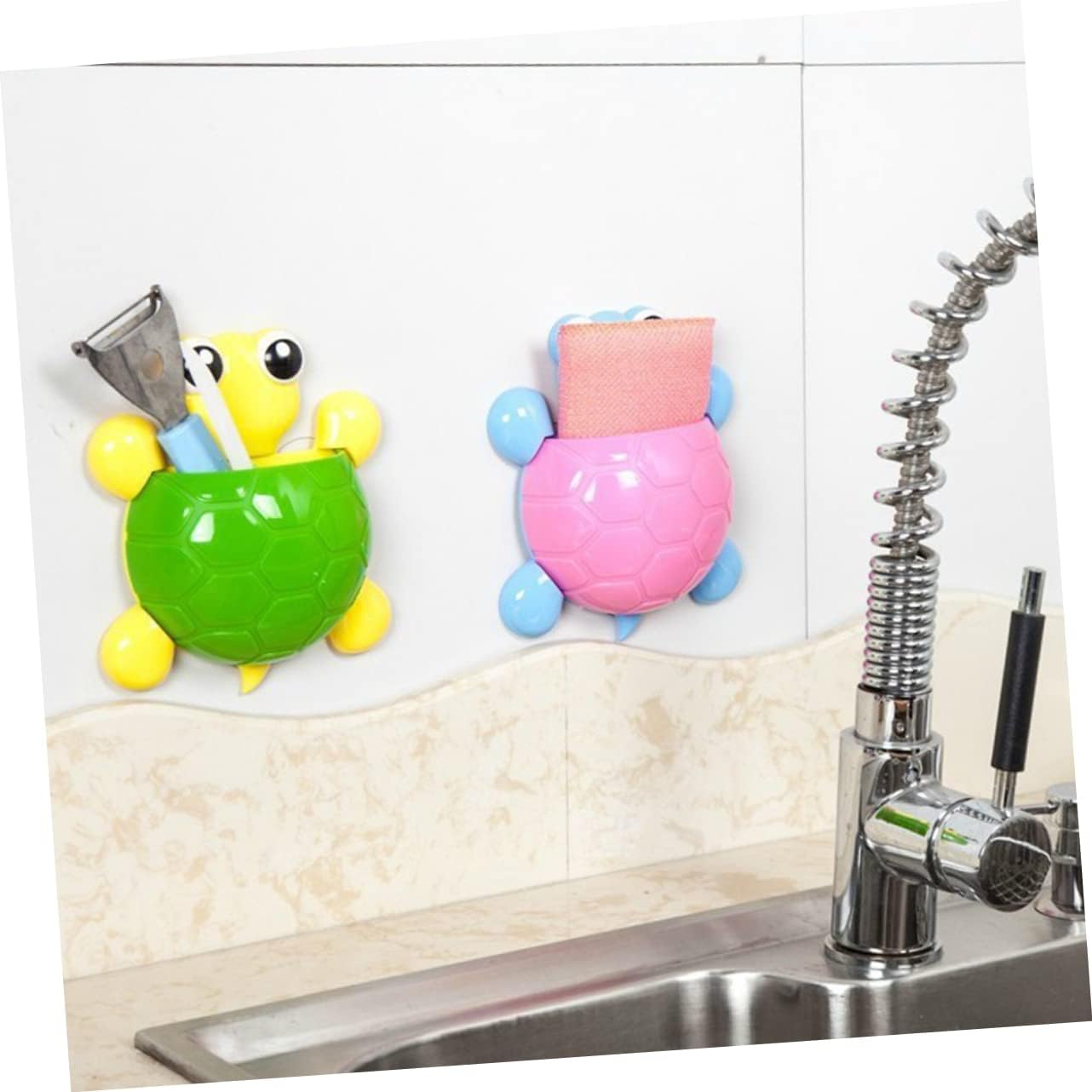 2Pcs Turtle Suction Cup Toothbrush Holder