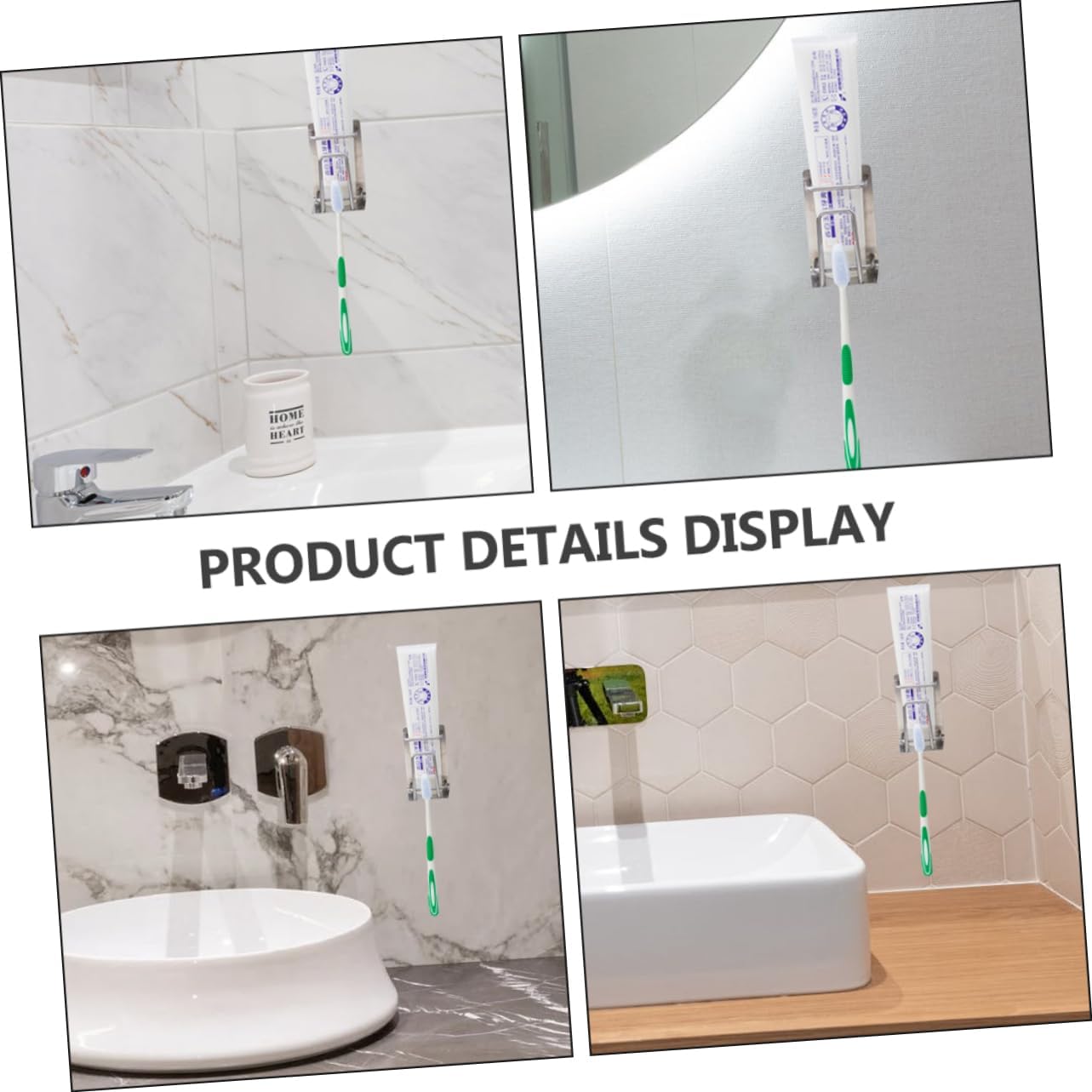 Stainless Steel Wall Toothbrush Holder with Adhesive