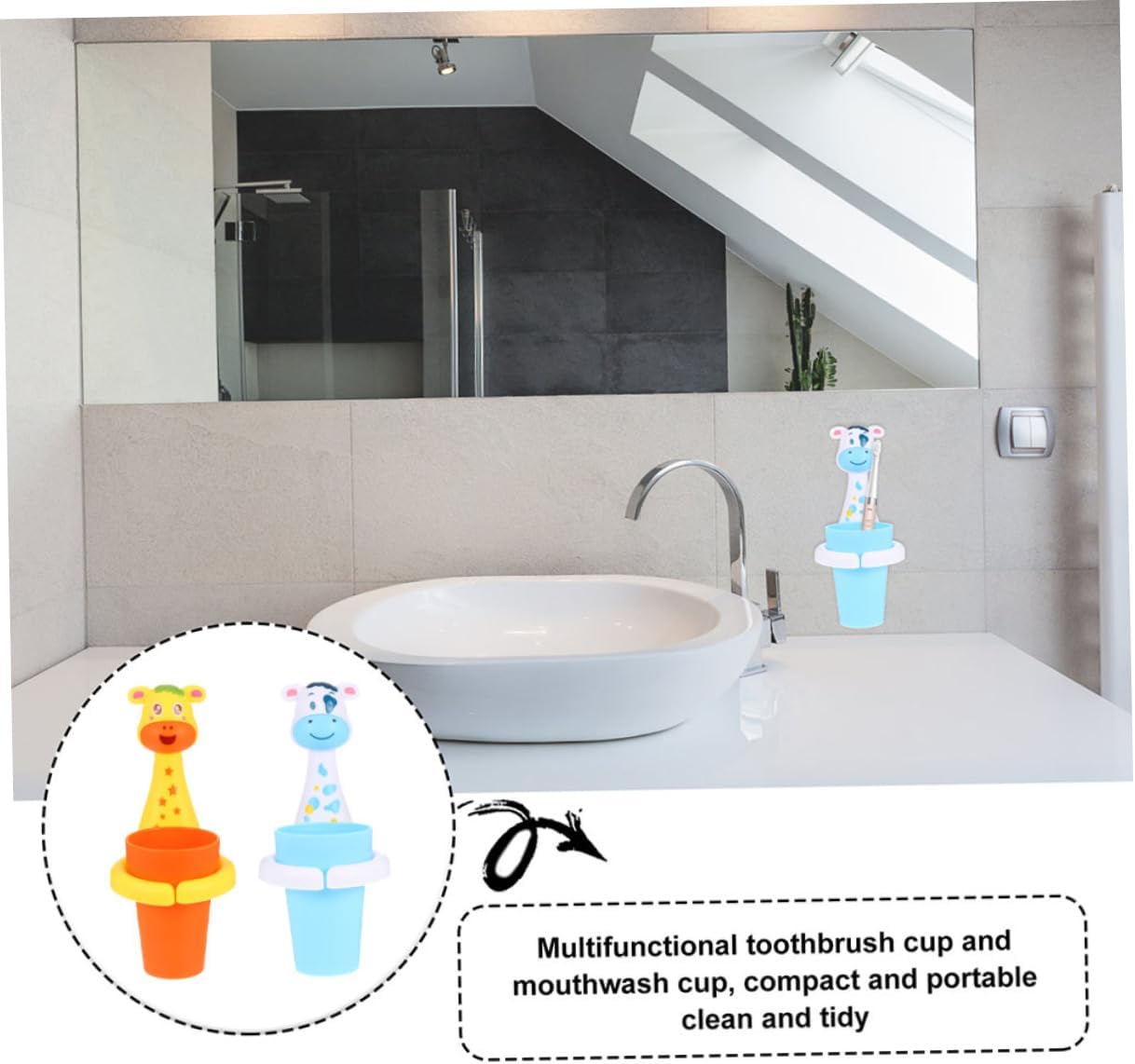ABOOFAN Cartoon Animal Toothbrush Holder Wall Mount Organizer