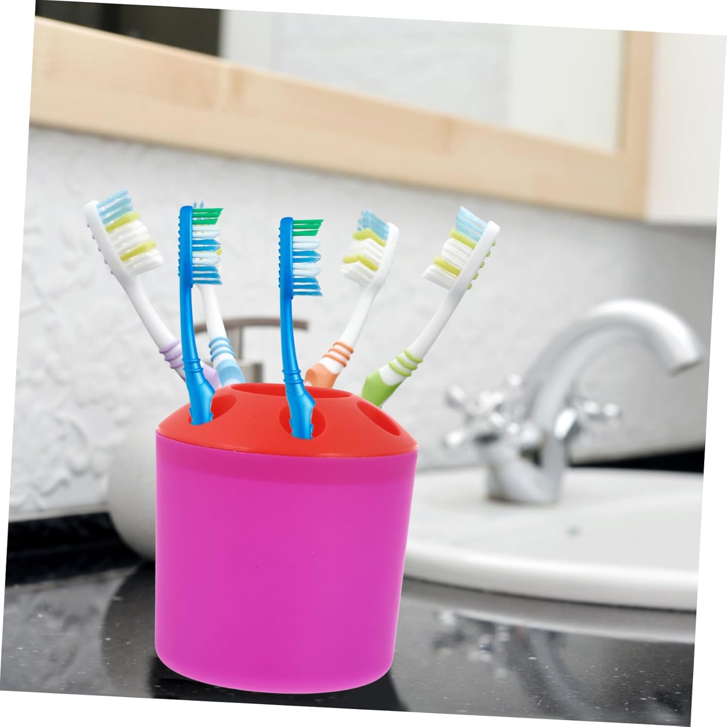 Cabilock Toothbrush Holder with Purple Base and Divided Compartments