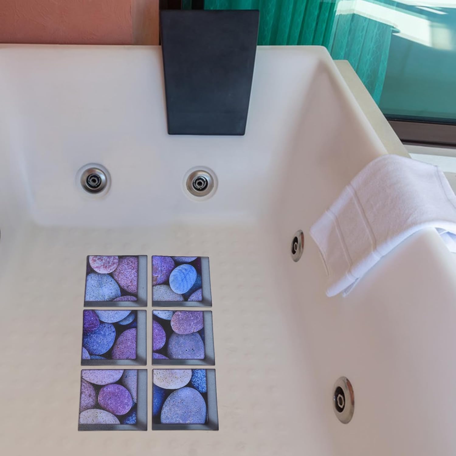 ULTNICE 6pcs 3D Bathtub Stickers Rock Pattern