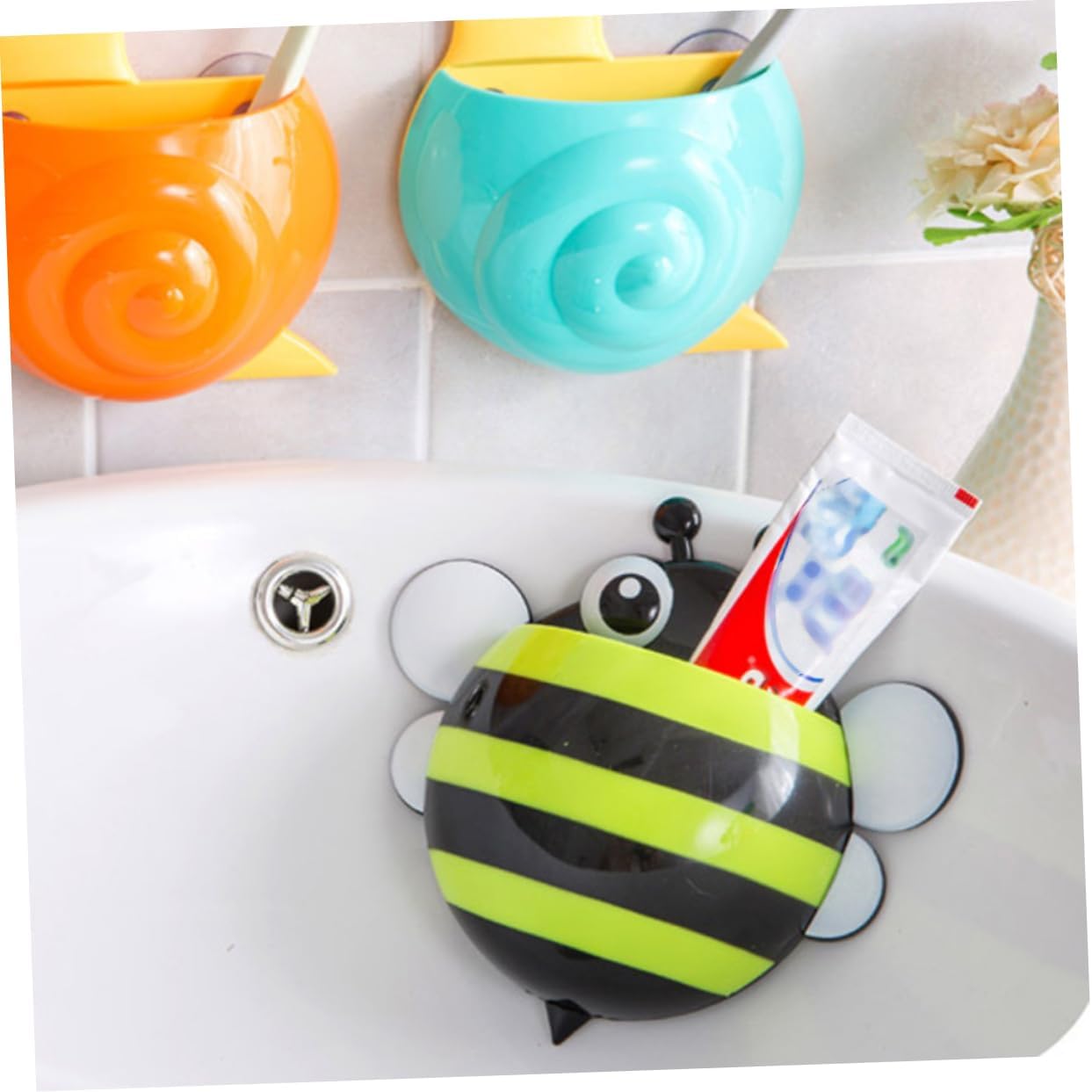 Garneck Wall Mount Toothbrush Holder with Suction Cup