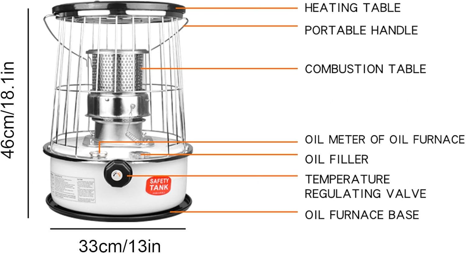 DECORN Kerosene Heater 200 sq ft Portable Convection