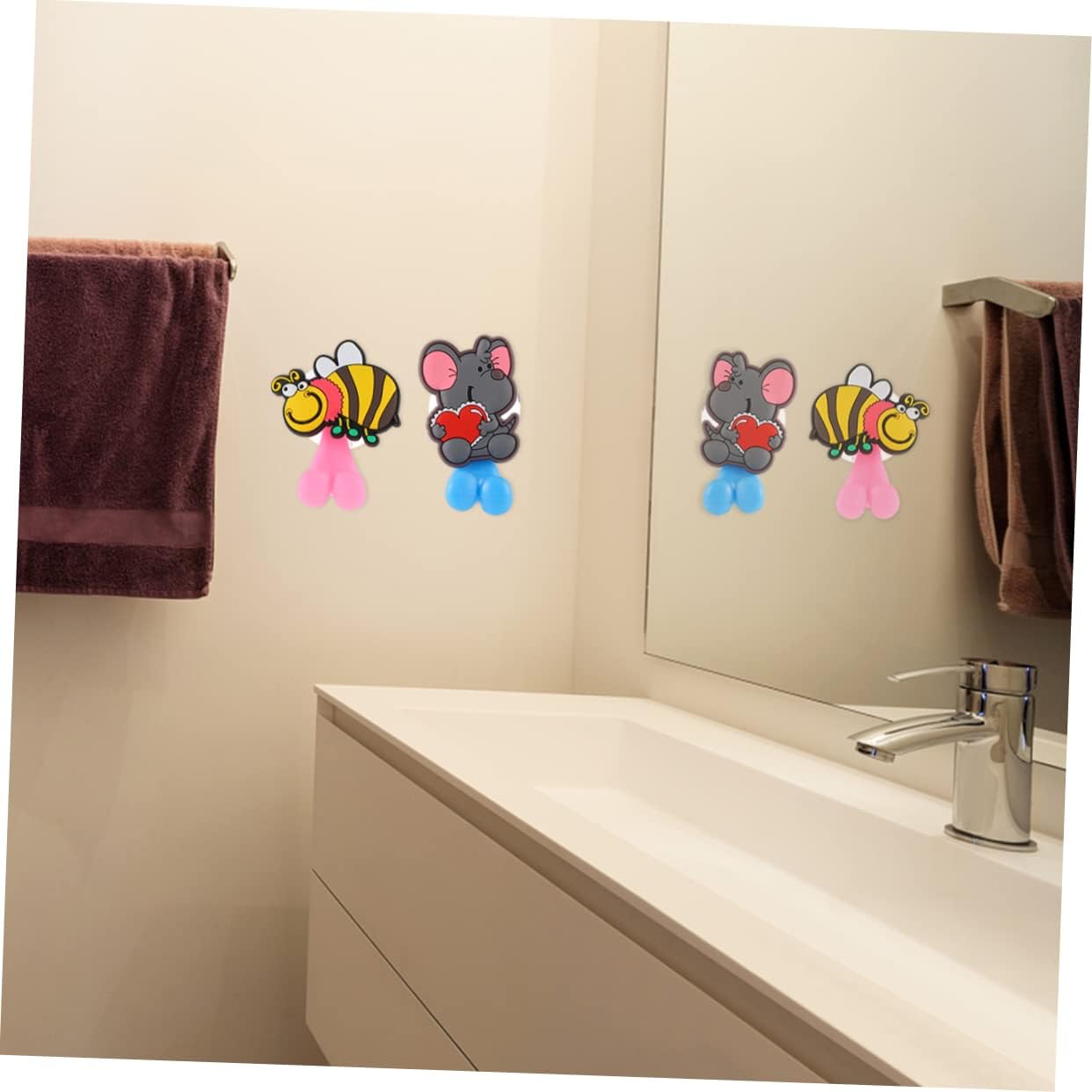 HOLIDYOYO 3Pcs Dinosaur Toothbrush Holder Suction Wall Hangers for Bathroom