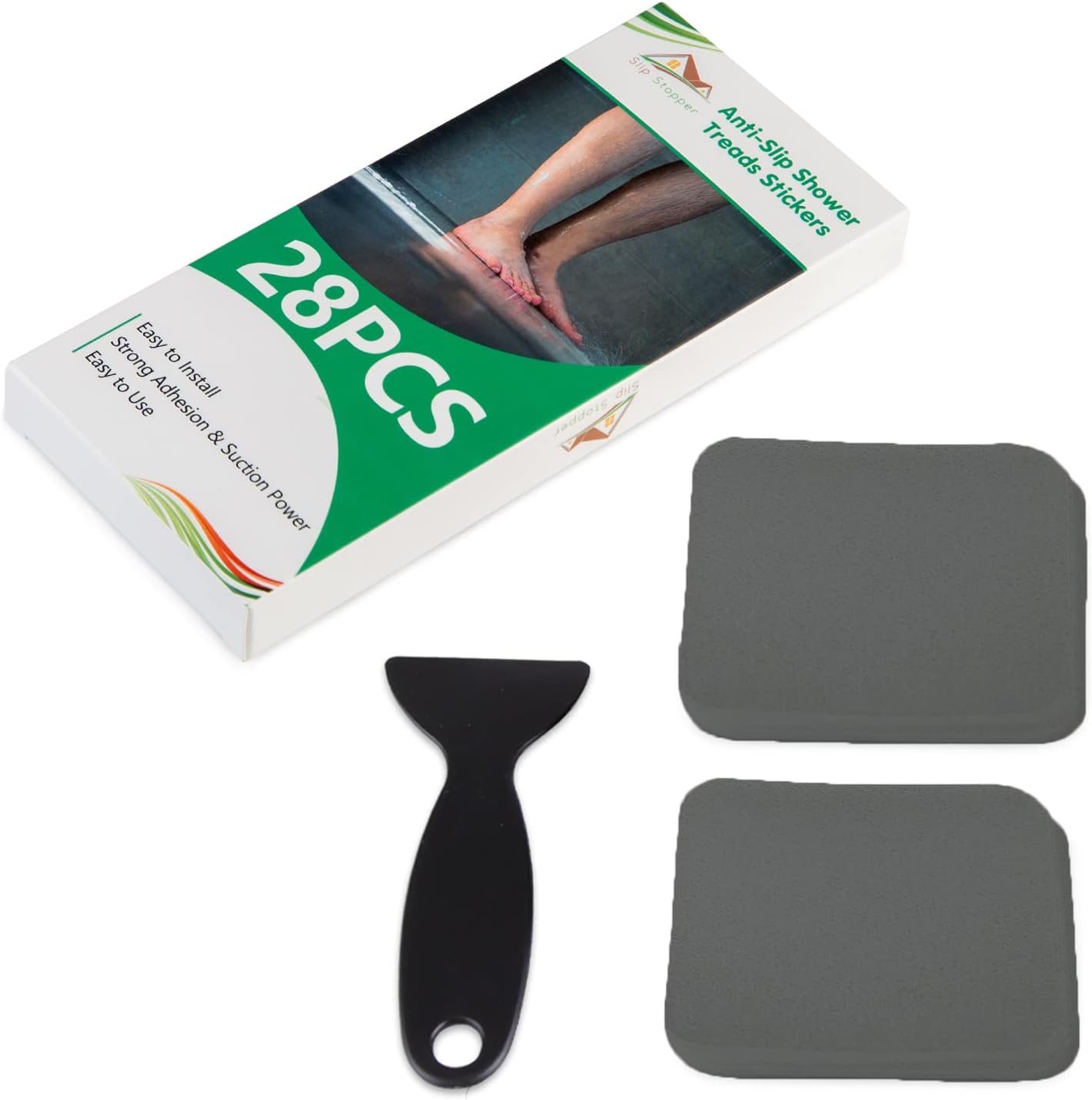 SlipStopper Non-Slip Bathtub Stickers 28PCS Grey