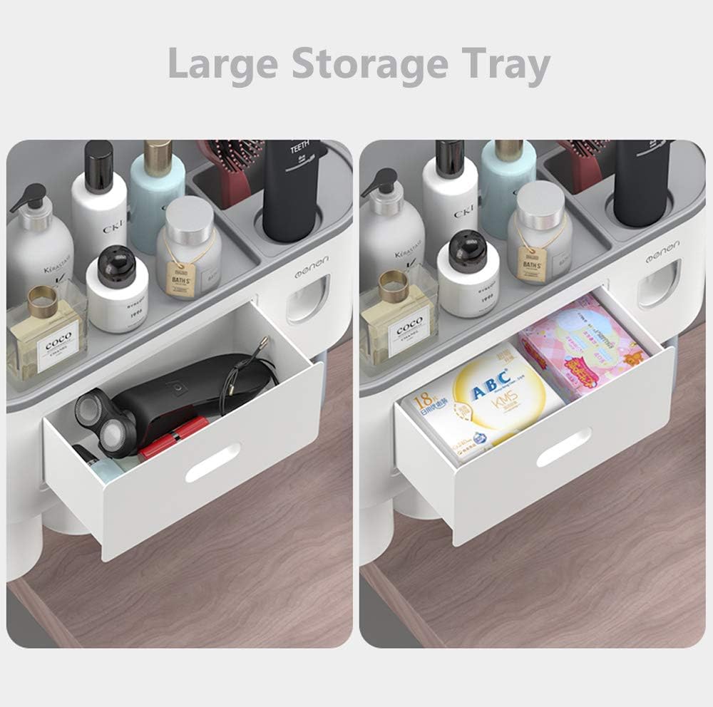 TuCao Toothbrush Holder with Dual Toothpaste Dispenser Kit