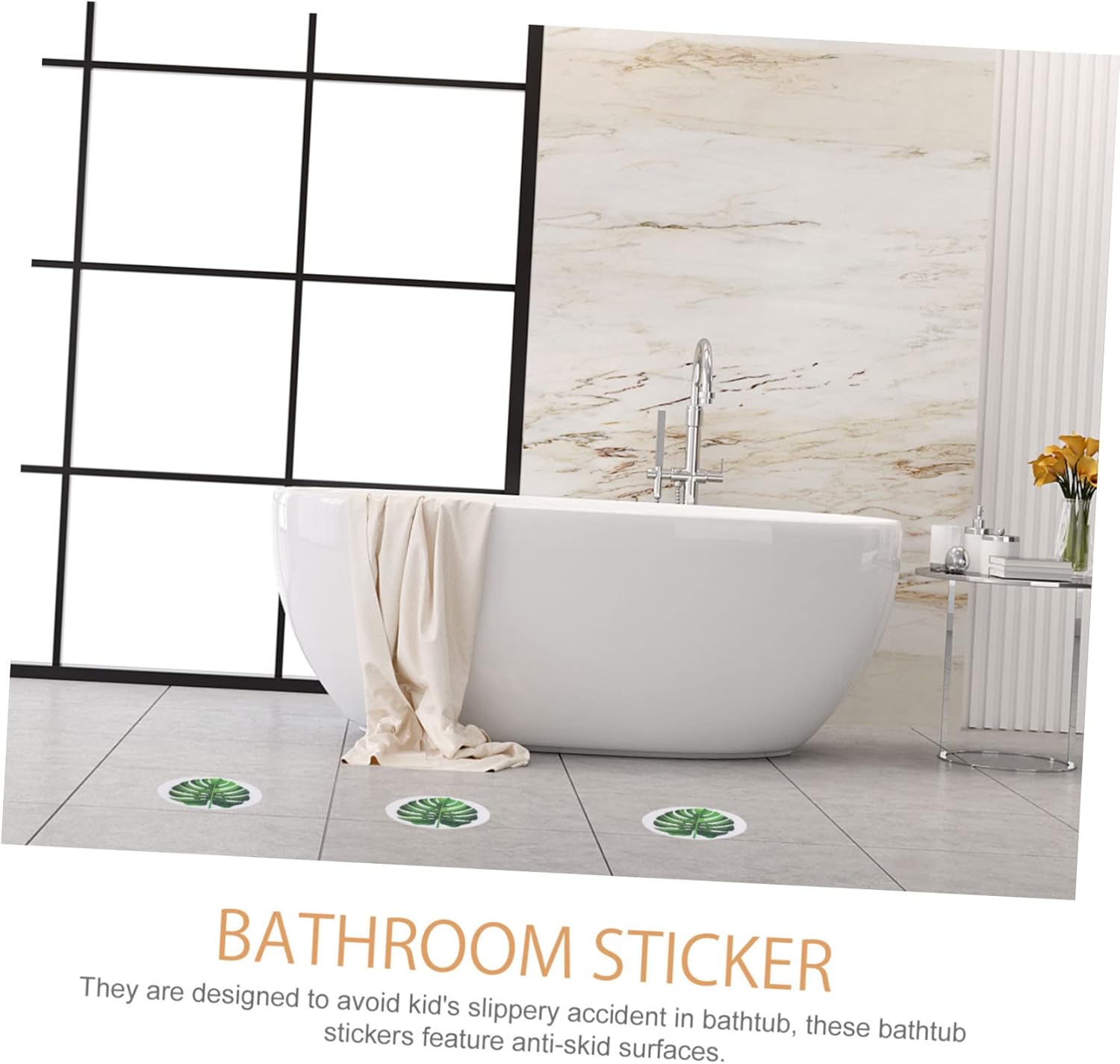 Healifty Non-Slip Bathtub Leaf Decals 1Set