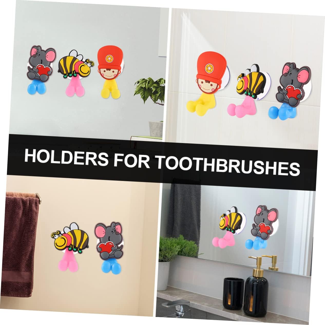 SOLUSTRE Suction Cup Toothbrush Holder 3pcs Set