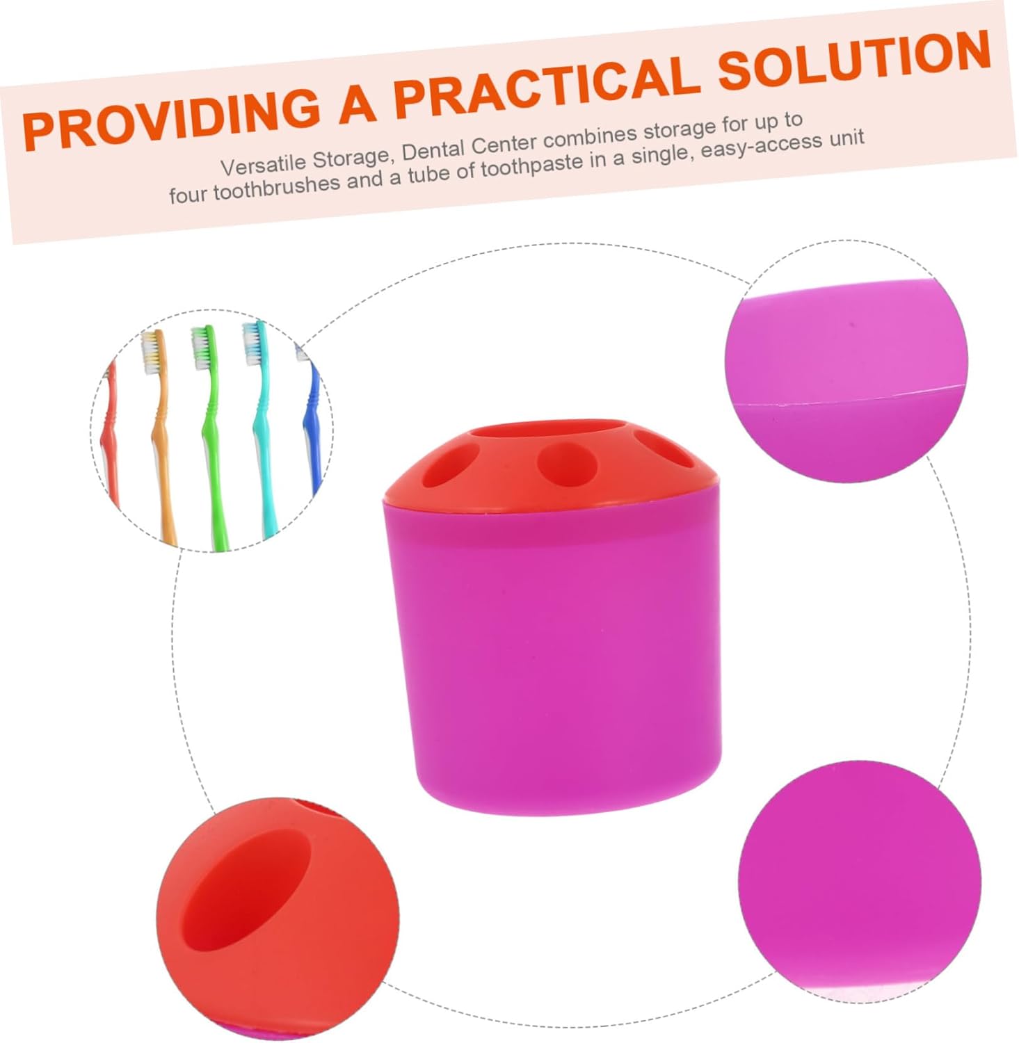Cabilock Toothbrush Holder with Purple Base and Divided Compartments