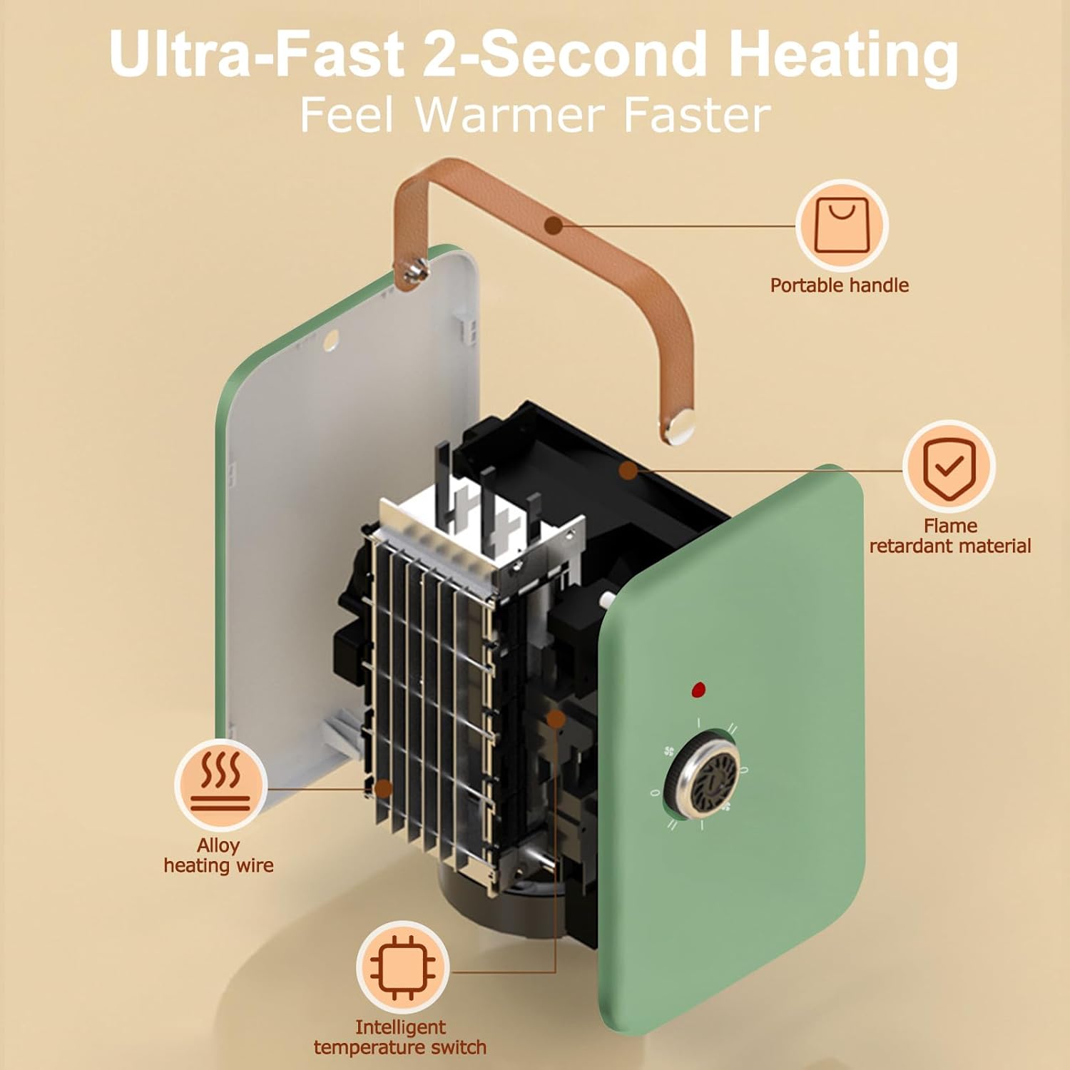 1500W PTC Electric Space Heater for Quick Heating