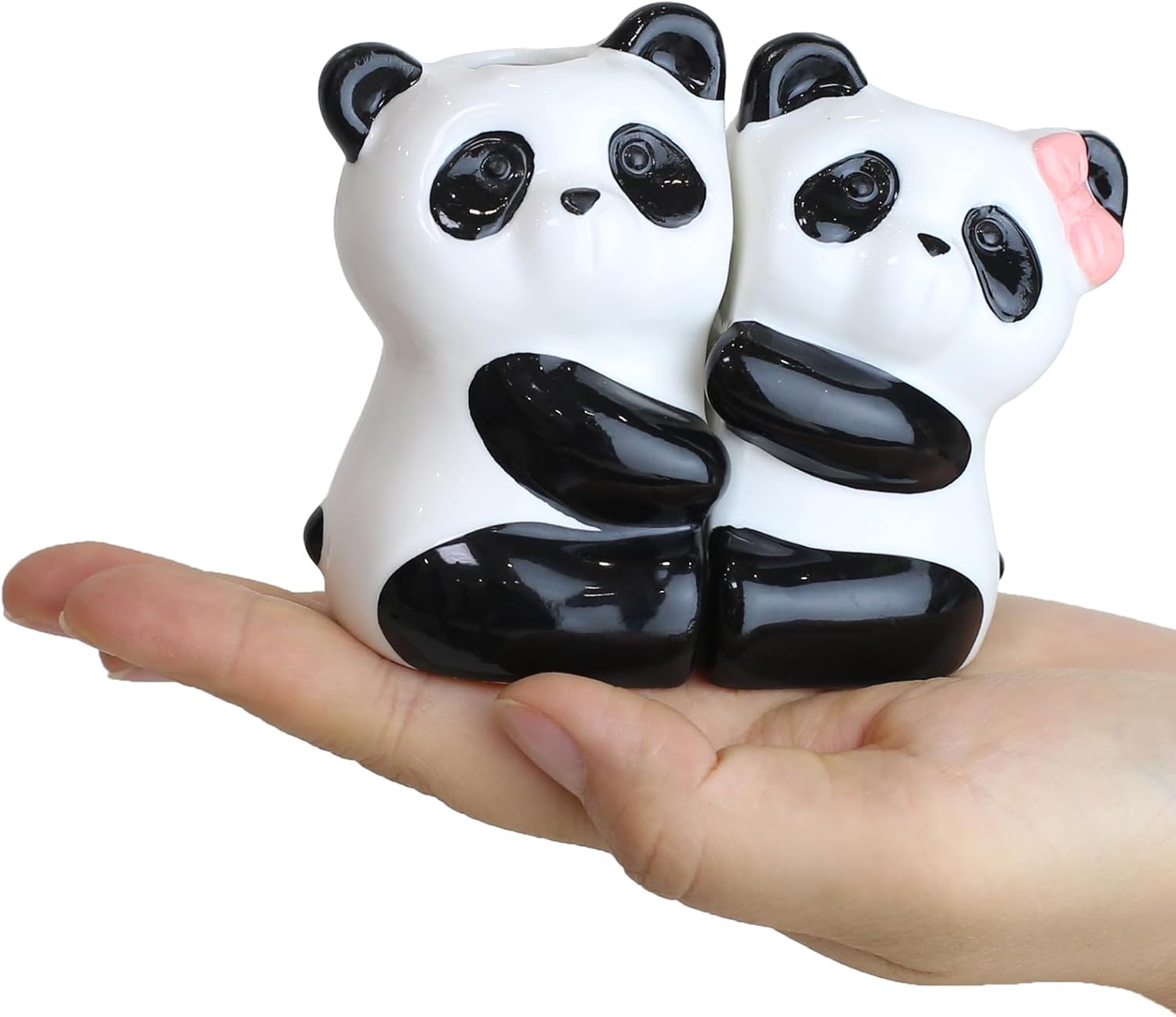 2 Pcs Ceramic Panda Hug Toothbrush Holder - Cute Animal Shape Bathroom Organizer