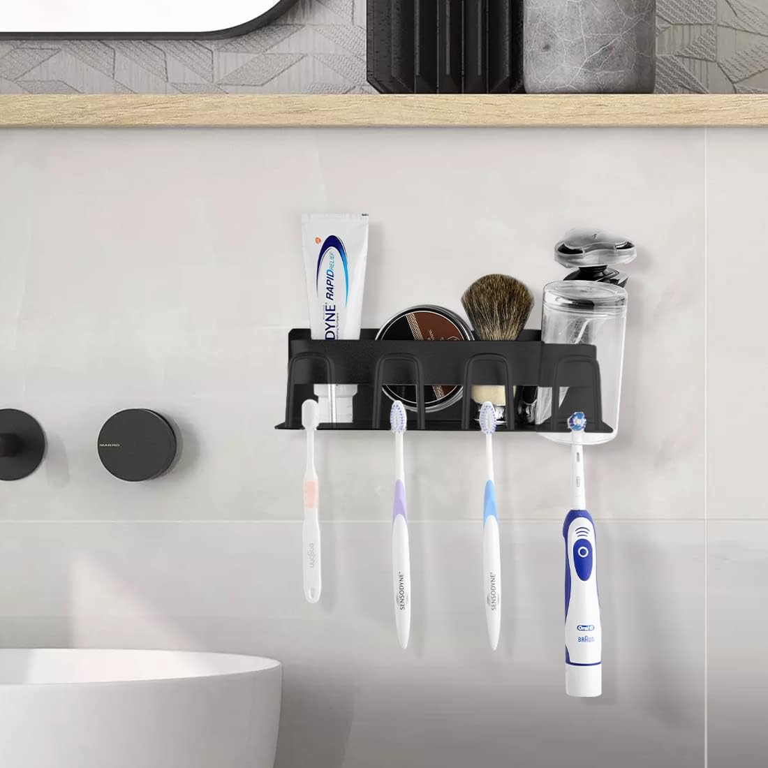 LUEXBOX 4 Cup Toothbrush and Toothpaste Holder