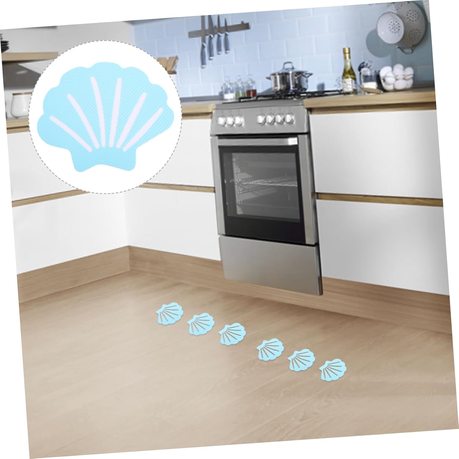 12Pcs Blue Shell Shape Non-Slip Bath Stickers for Kids Safety