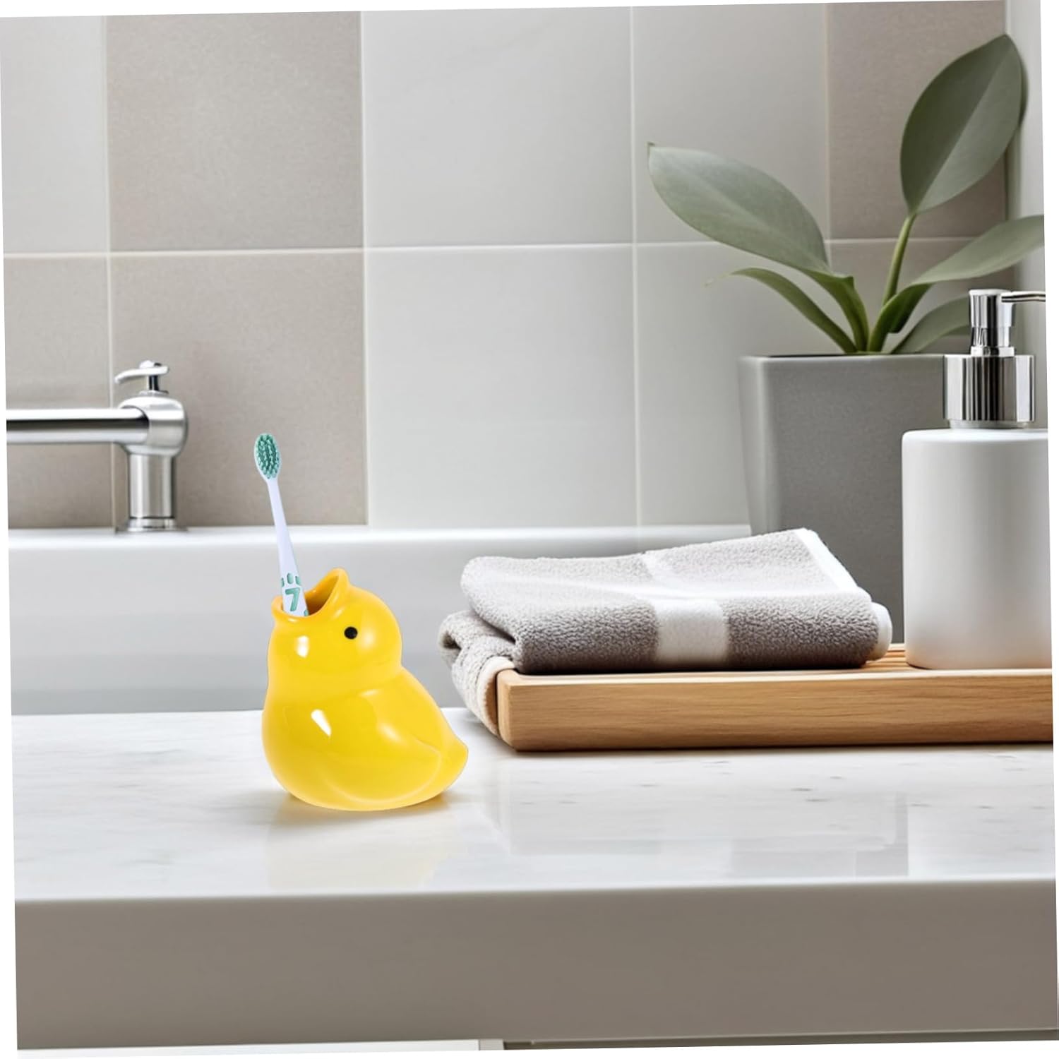 VICASKY Ceramic Cartoon Toothbrush Holder for Bathroom