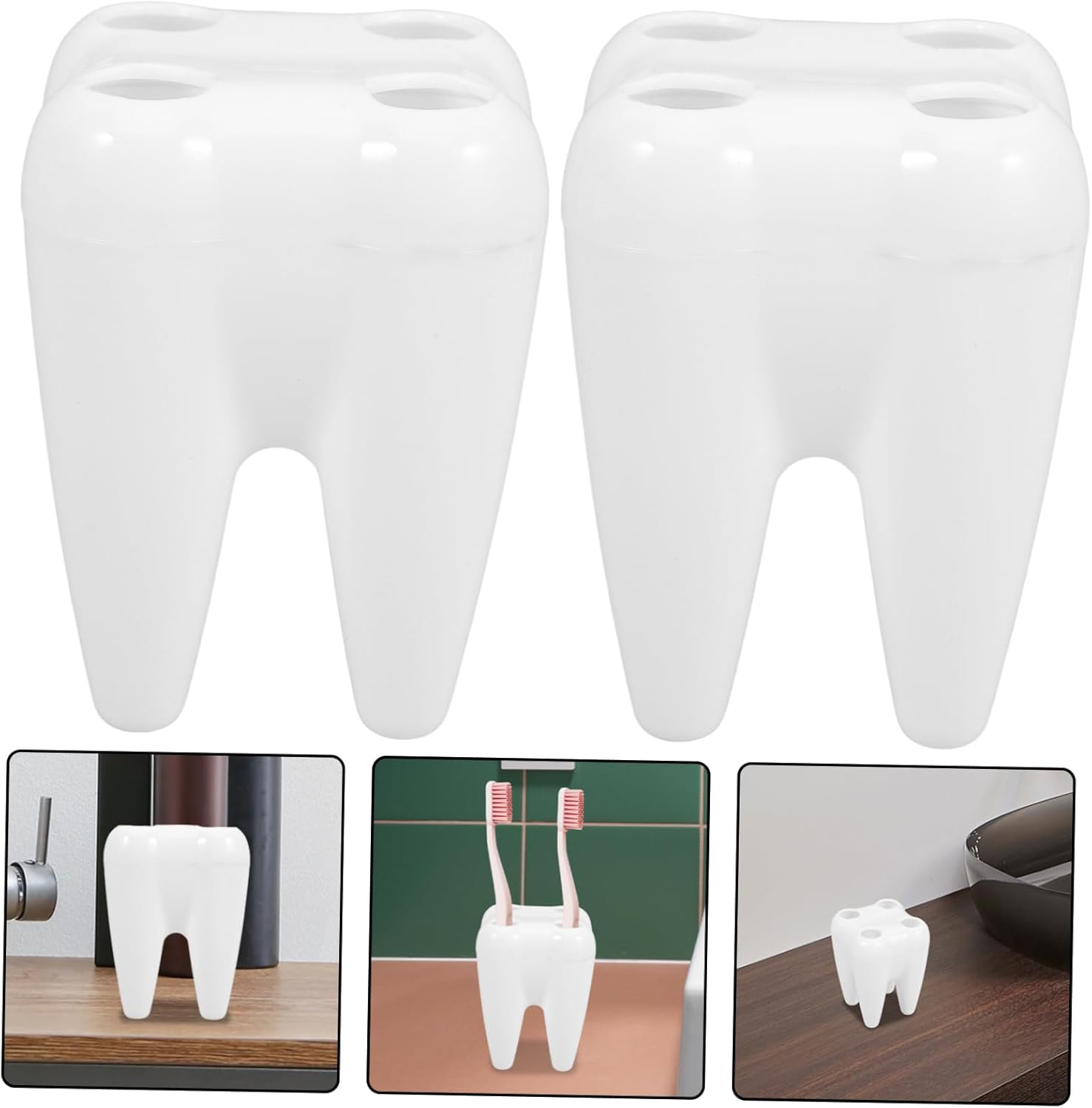 Luxshiny 2pcs White Toothbrush Holders for Kids