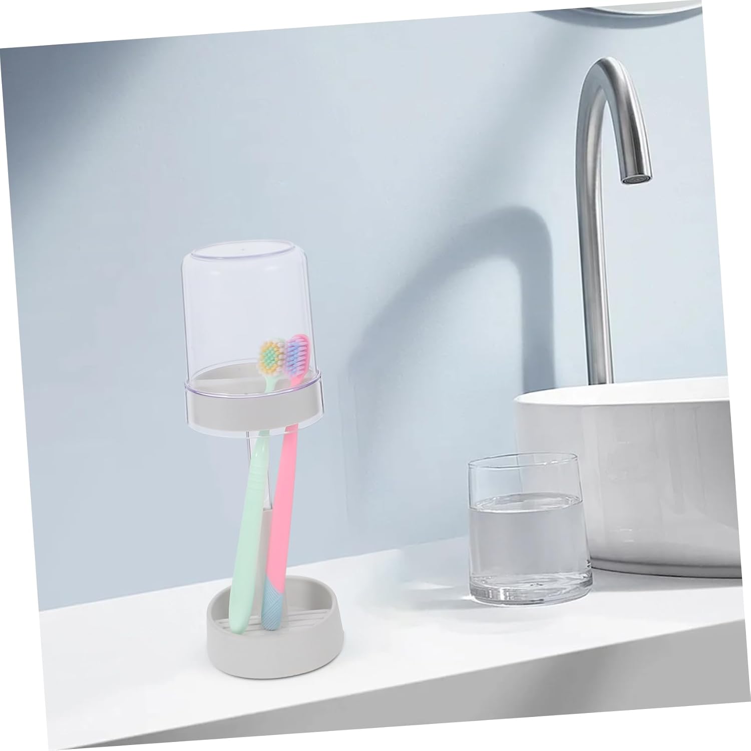 GLEAVI Toothbrush Holder with Cover and Rinse Cup