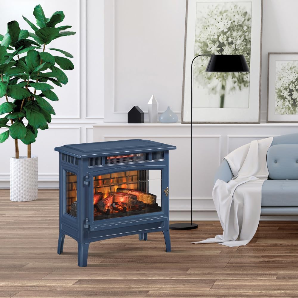 Duraflame Electric Fireplace Stove Heater with 3D Flame Effect Navy