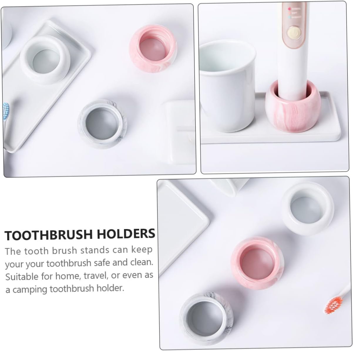 Amosfun 3pcs Marble Electric Toothbrush Holder