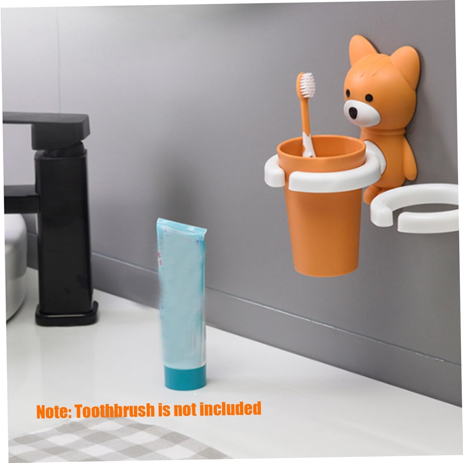 Kids Cartoon Fox Toothbrush Holder Wall Mount