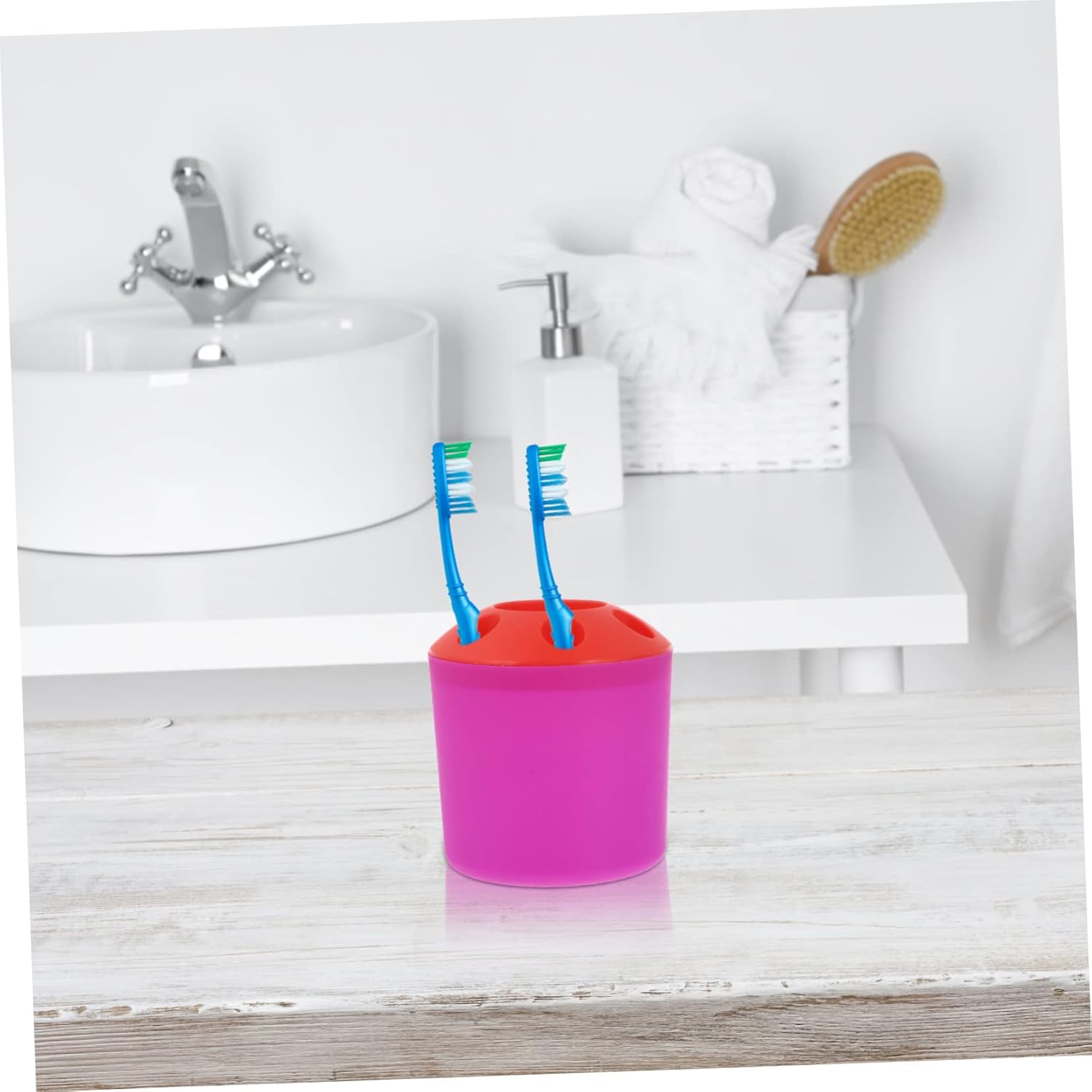 Cabilock Toothbrush Holder with Purple Base and Divided Compartments