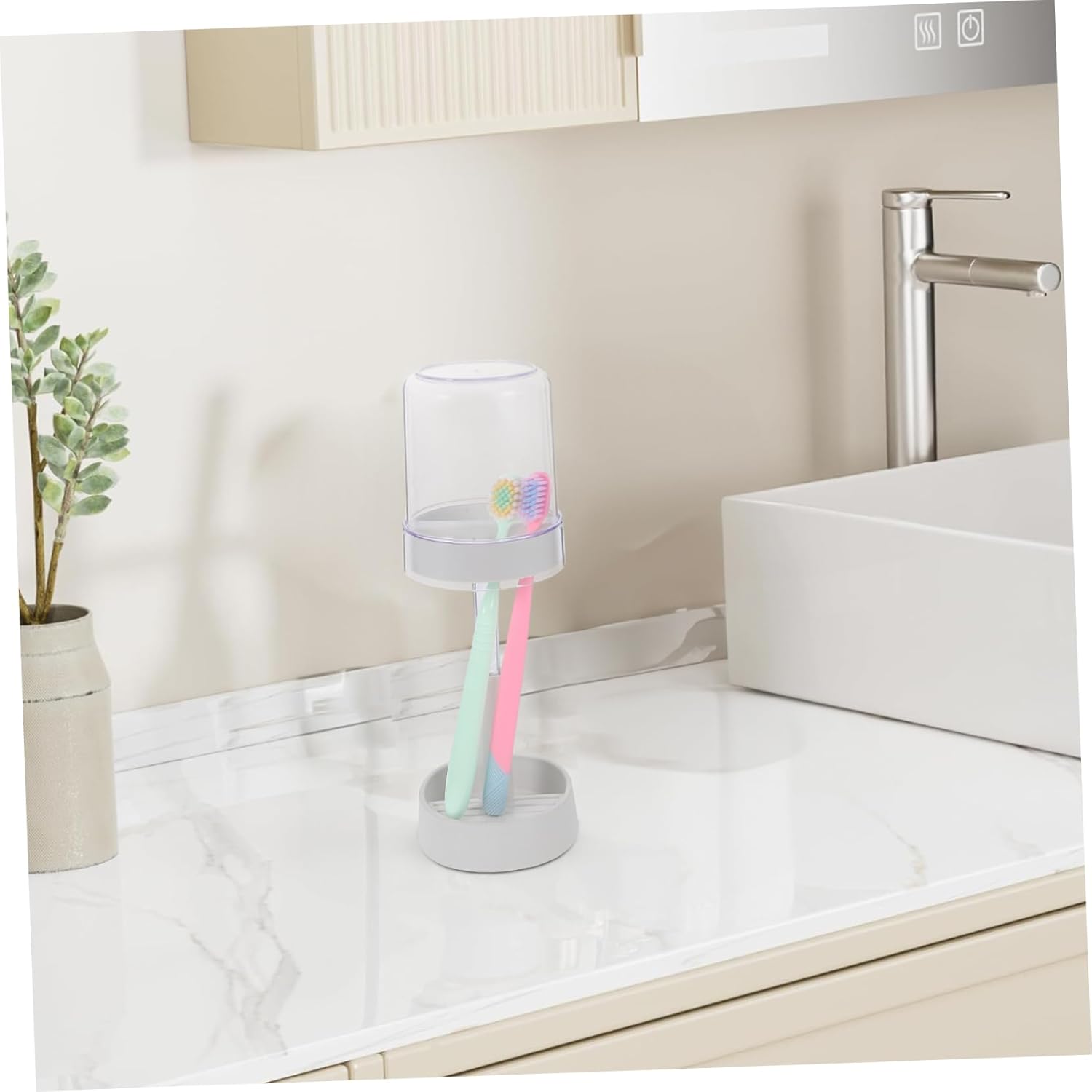 BESTOYARD Modern Toothbrush Holder with Drain Tray and Cup