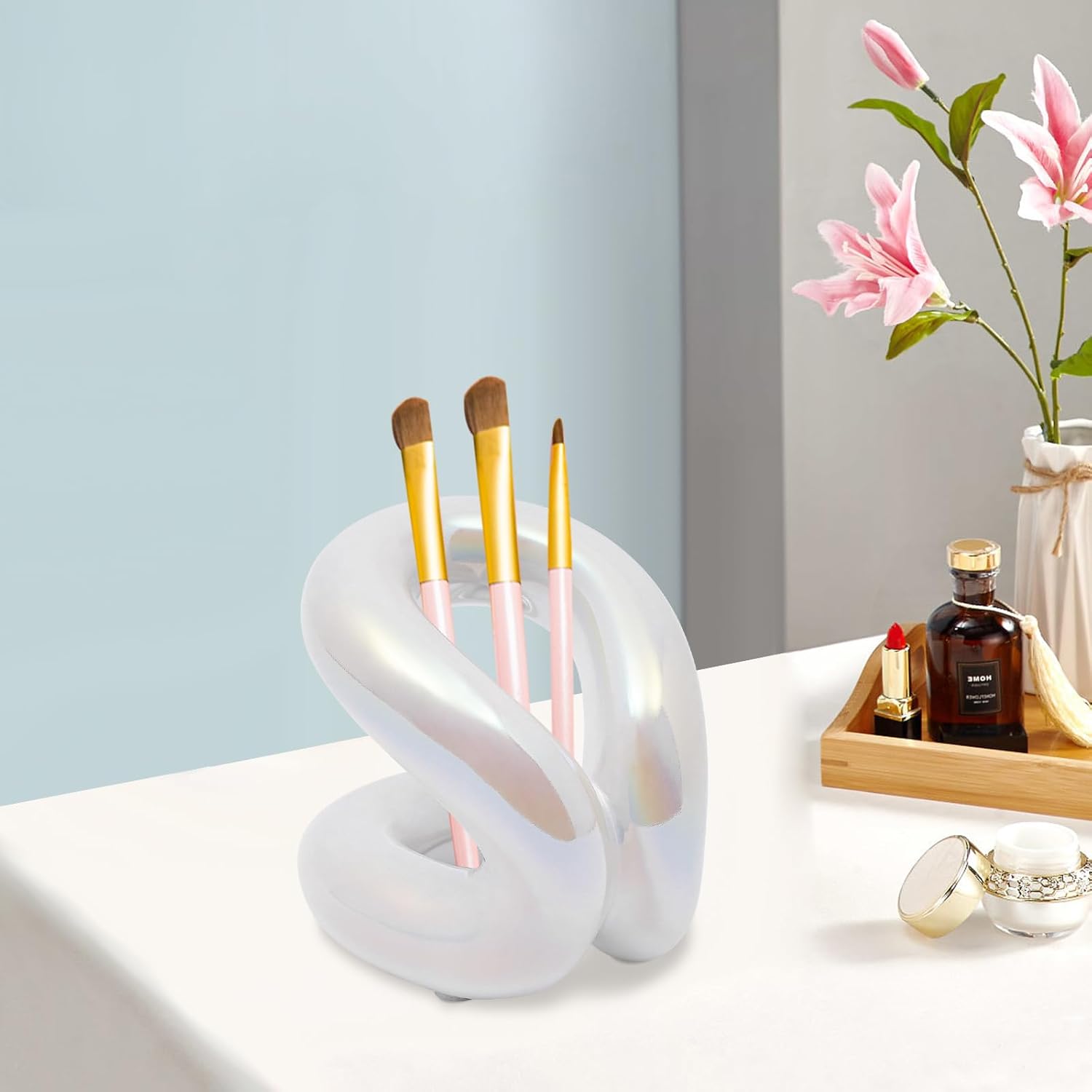 DYRABREST Ceramic Toothbrush Holder for Vanity Countertop