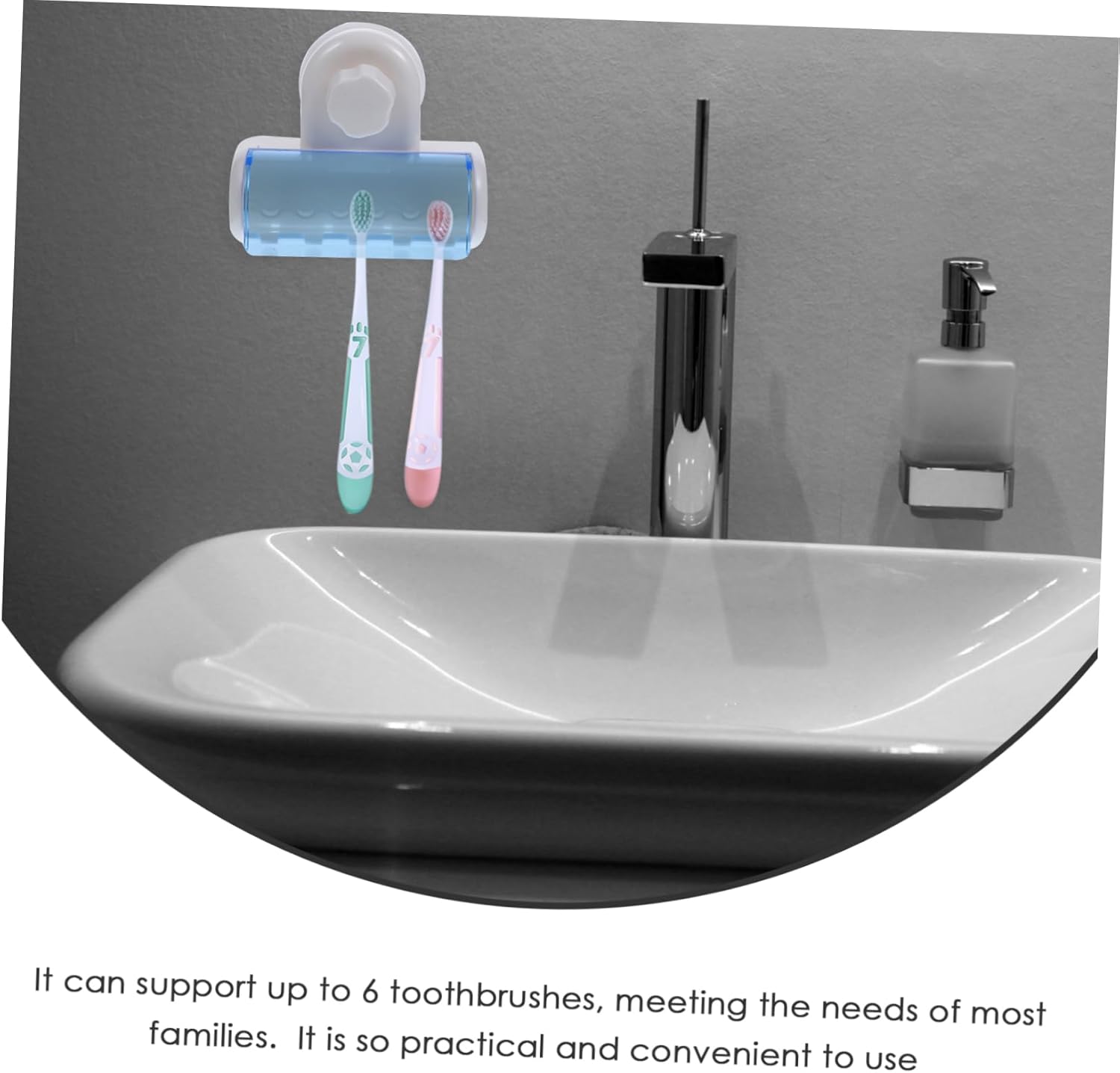 2pcs Suction Wall Mounted Toothbrush Holder for Family Bathroom Use