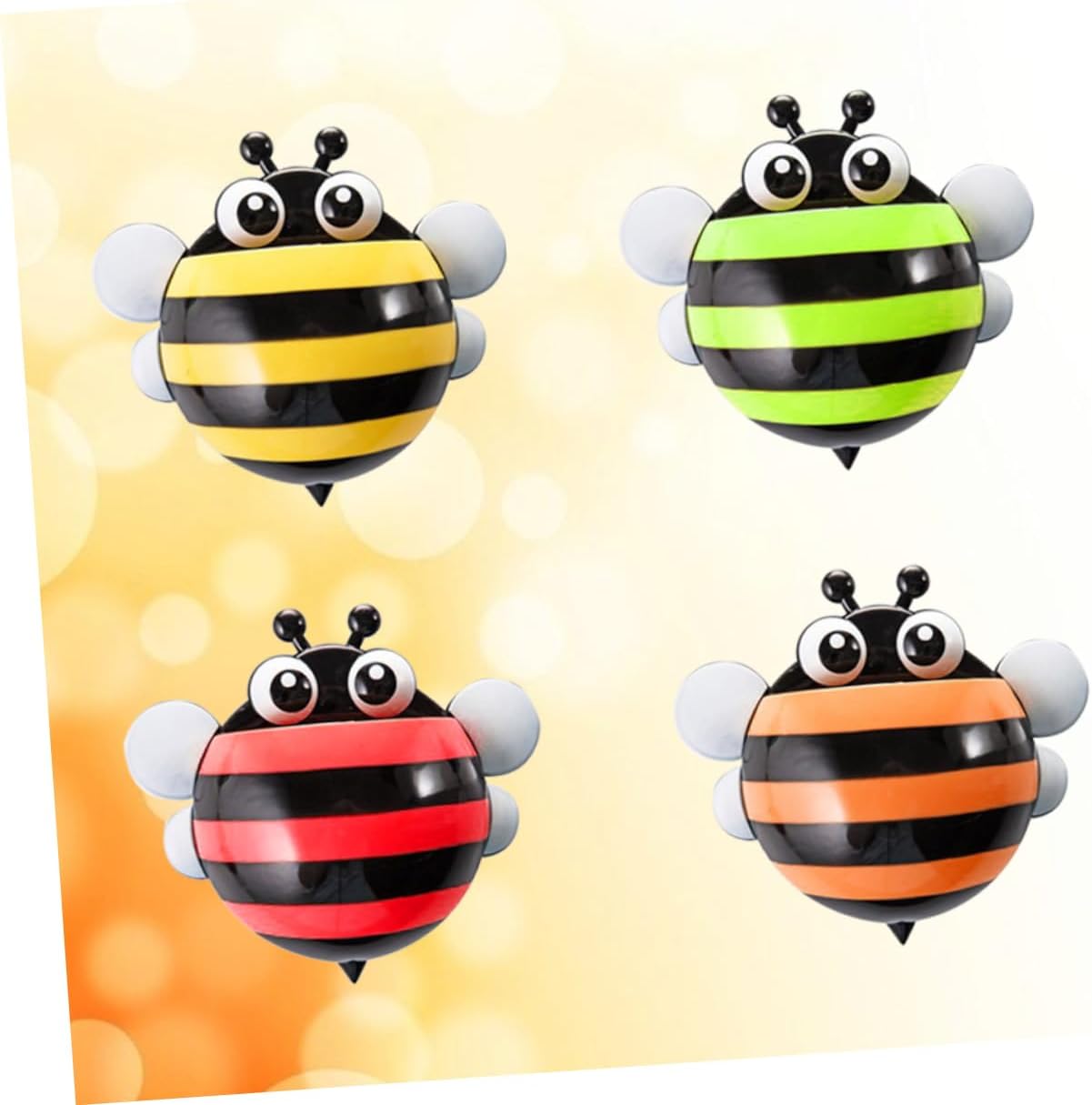 Hemobllo 4pcs Cartoon Honeybee Toothbrush Holder with Suction Cup 1