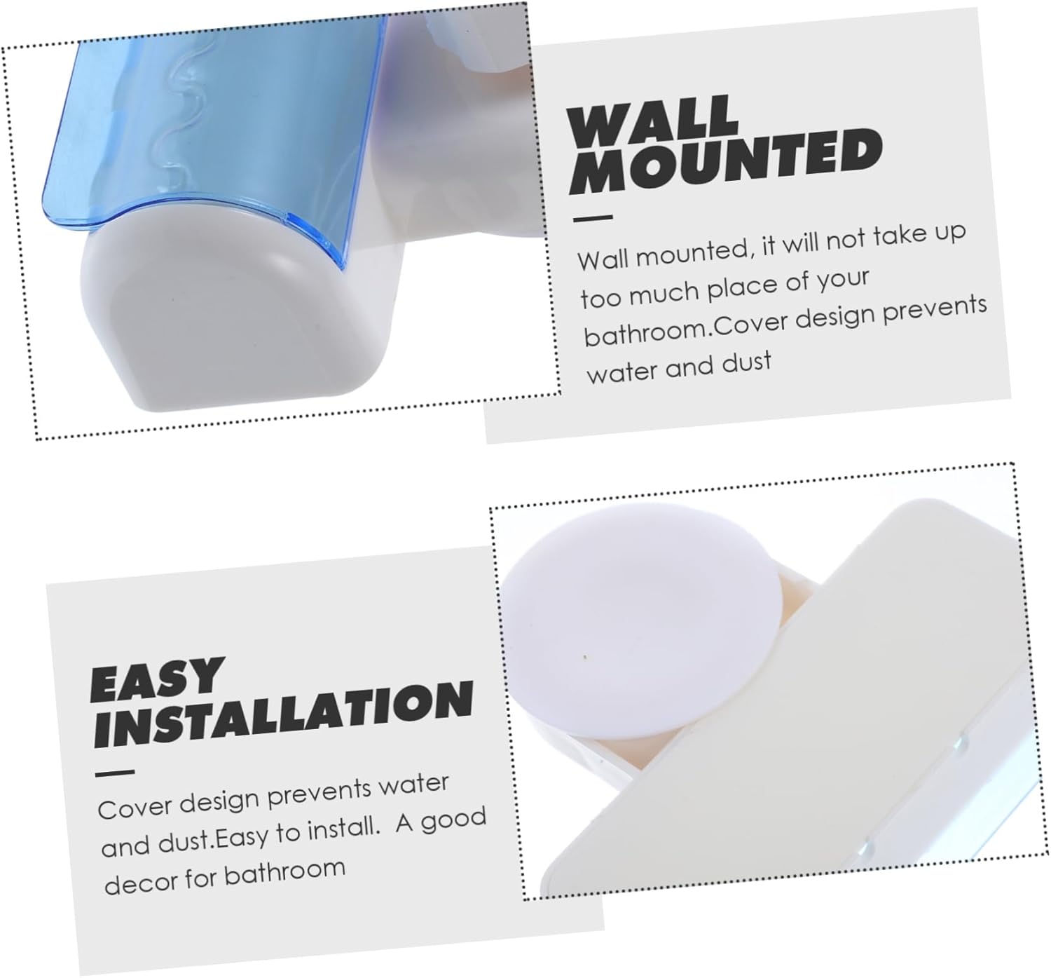 Wakauto 2Pcs Wall Mounted Toothbrush Holder