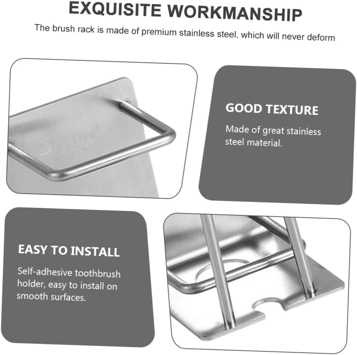 Stainless Steel Wall Toothbrush Holder with Adhesive