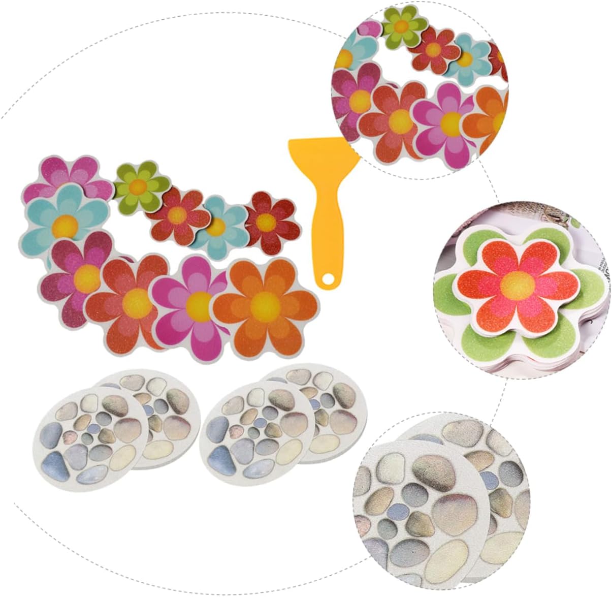 Healifty 14Pcs Anti-Slip Bathroom Stickers with Flower Design