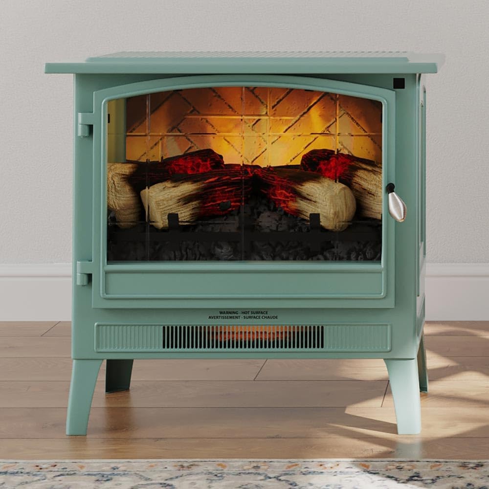 Country Living Infrared Electric Fireplace with Mineral Blue Finish