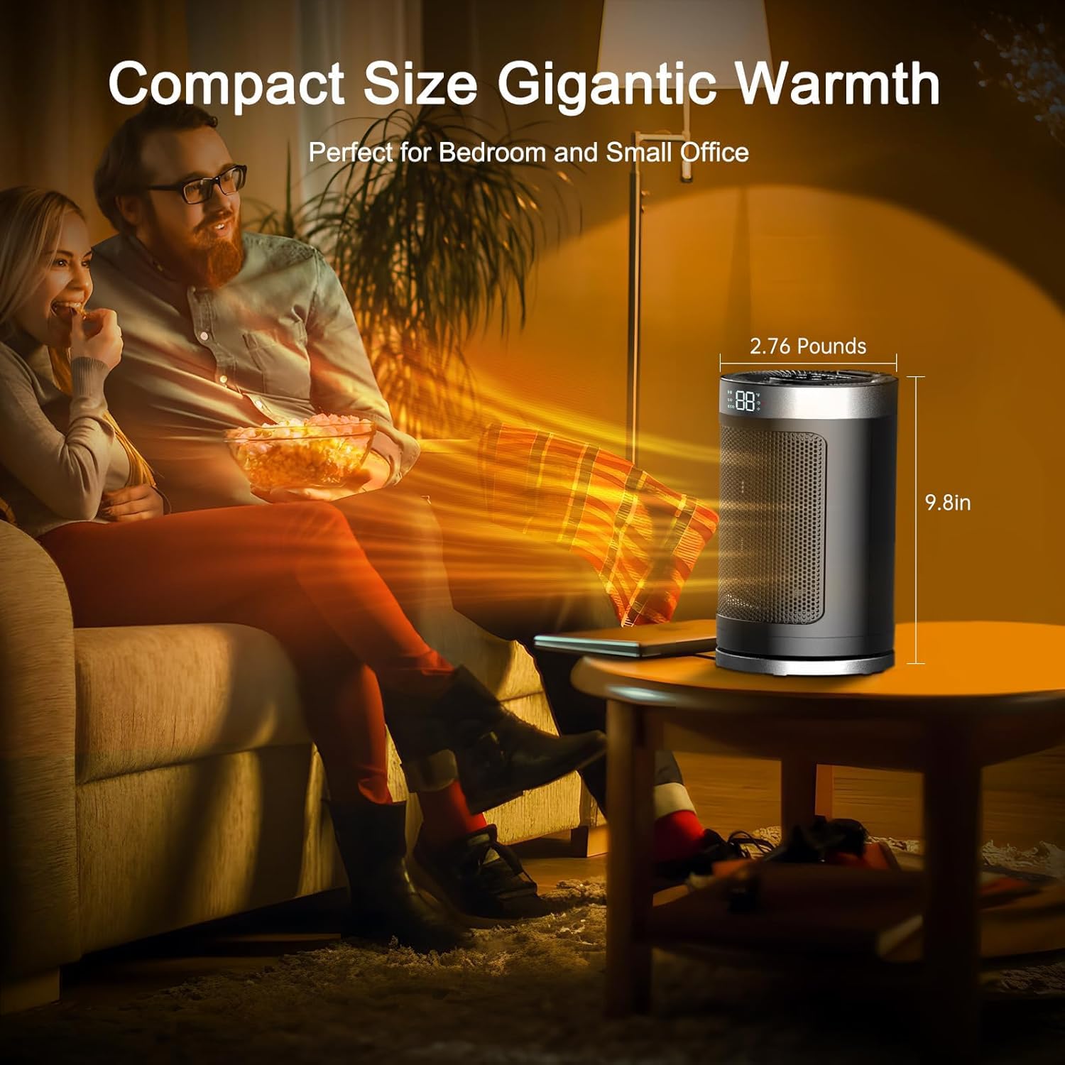 Feculs Official 1500W PTC Ceramic Space Heater with Timer and ECO Mode