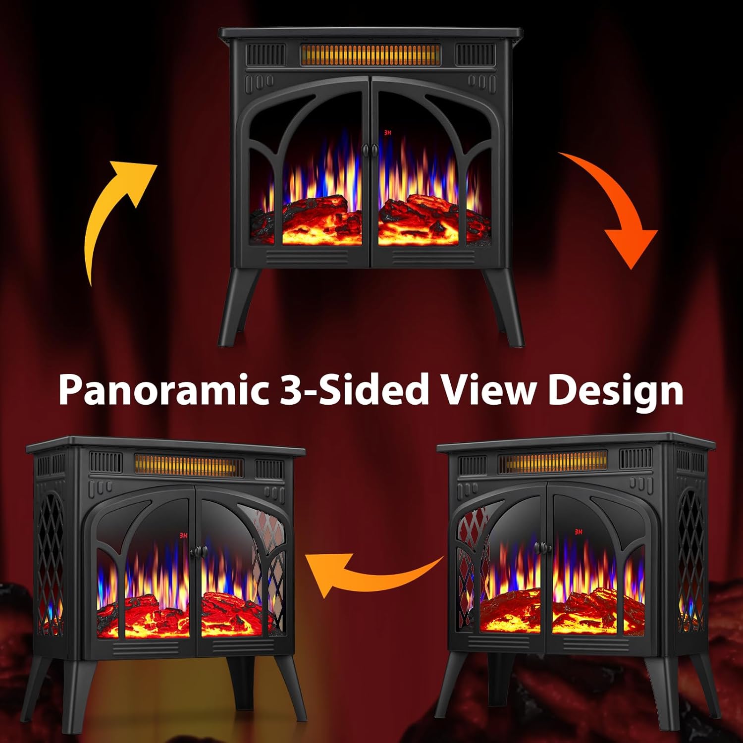 ZAFRO 24-inch Electric Fireplace Heater with Remote Control and Timer