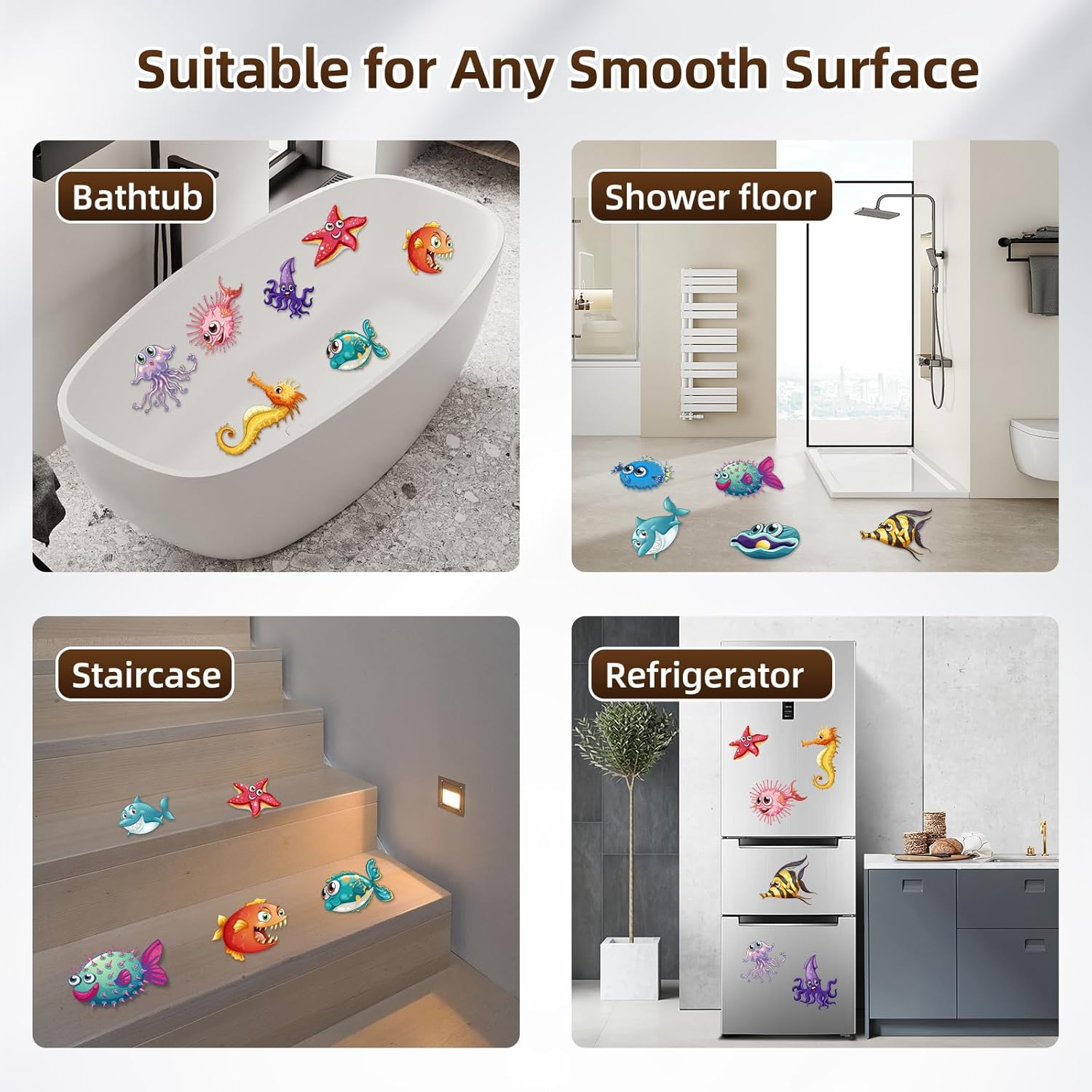 Nodirz Non-Slip Bathtub Stickers with Scraper
