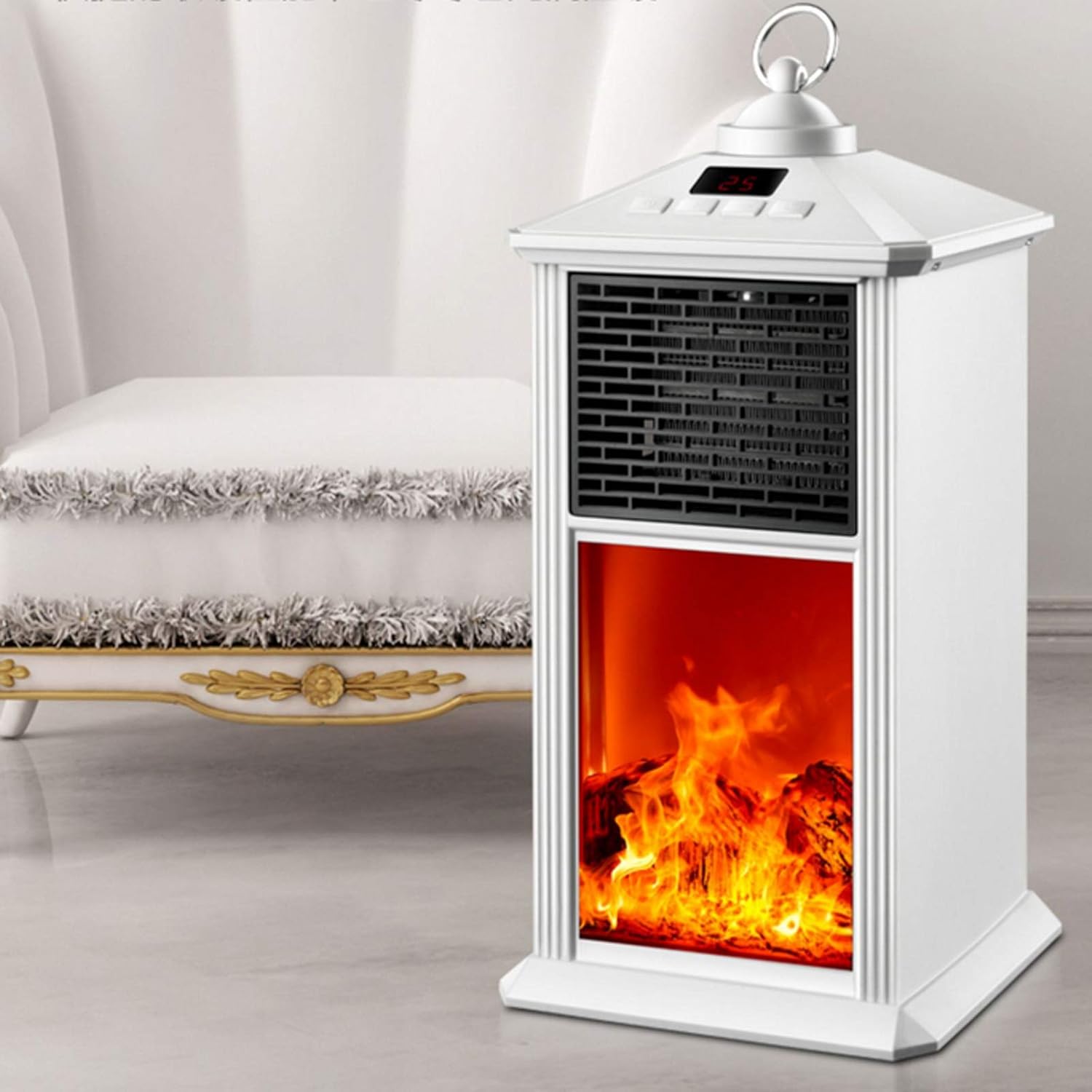 FACAI 3D Flame Electric Space Heater with Remote Control and Timer Black