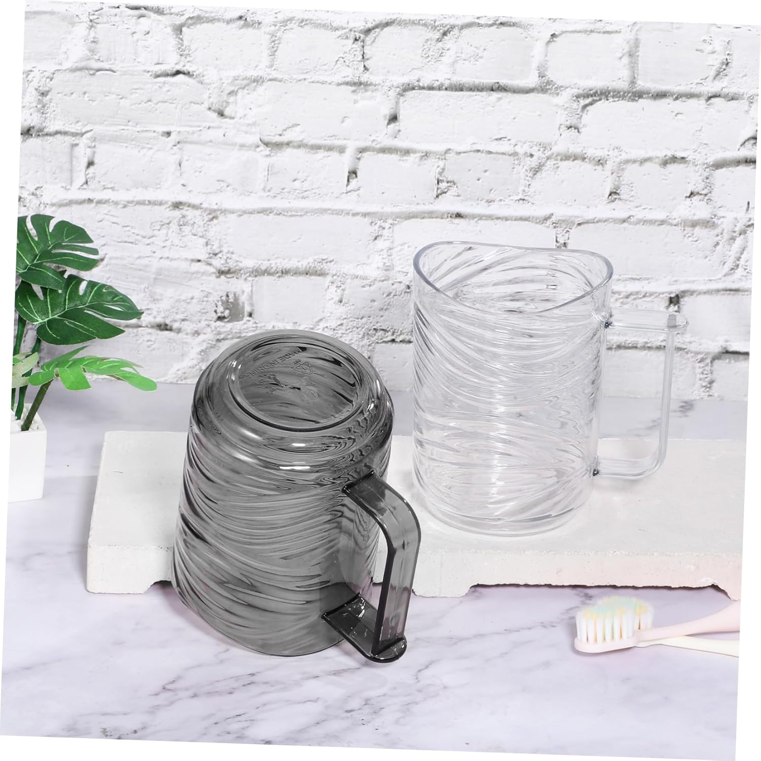 Hemoton 2pcs Bathroom Cups with Handle
