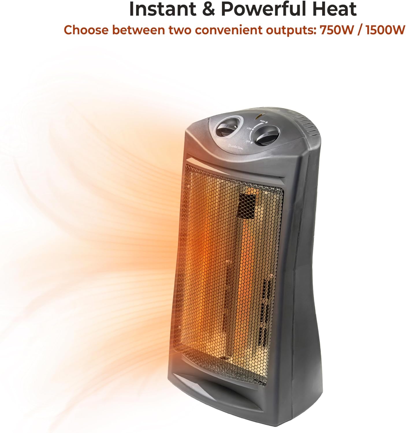Comfort Zone 1500W Space Heater with 2 Heat Settings