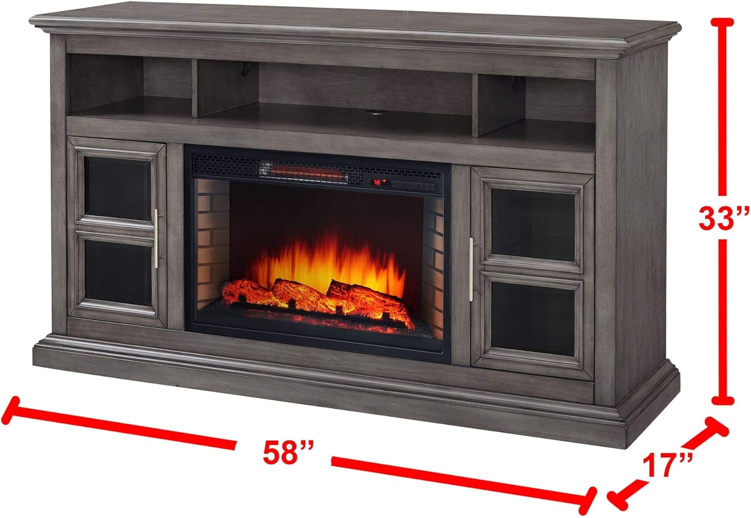 Muskoka Glendale Dark Weathered 58 Media Electric Fireplace - Grey