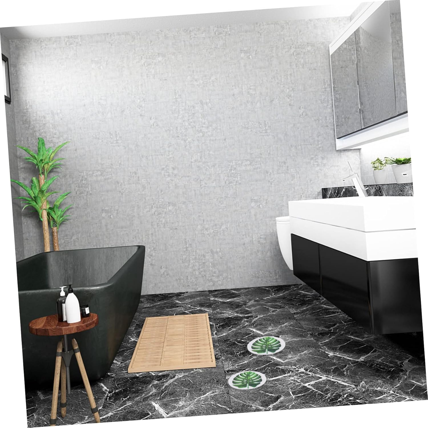 Healifty Non-Slip Bathtub Leaf Decals 1Set