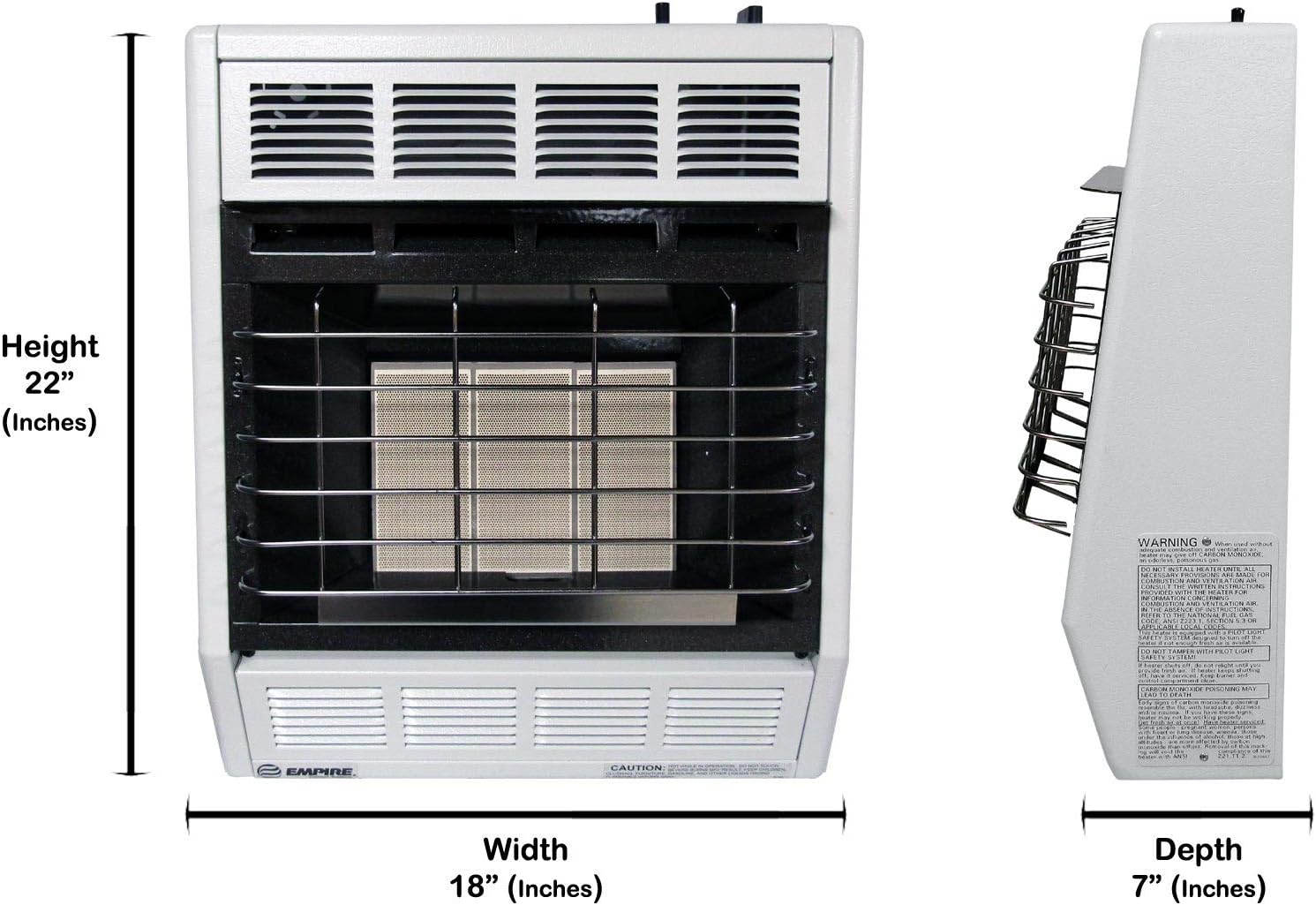 Empire SR18W Infrared Propane Vent Free Heater 18000 BTU
