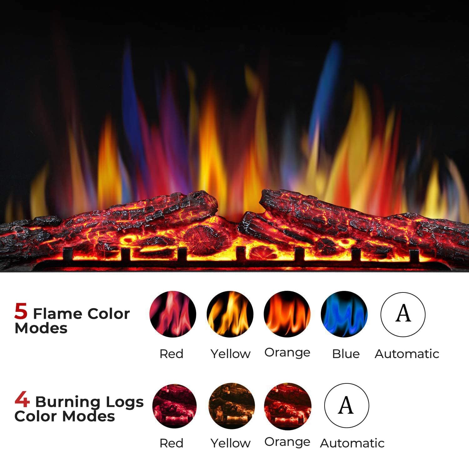 RWFLAME 39 Electric Fireplace Insert with Touch Screen
