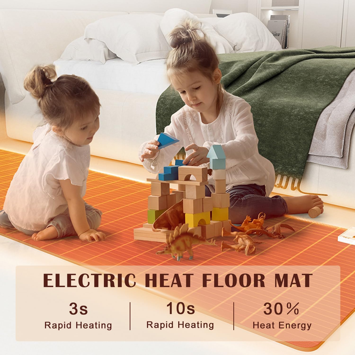 MOFGOE Infrared Floor Heater 39x79 Heated Rug For Living Room Bedroom