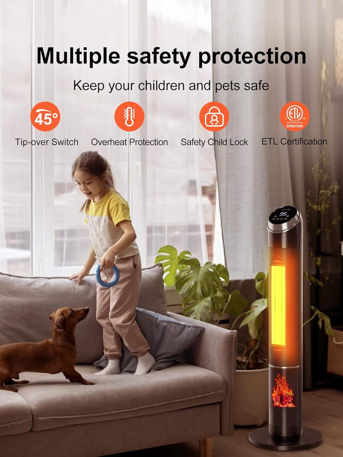 Uthfy 38 Electric Space Heater with Flame and Remote Control
