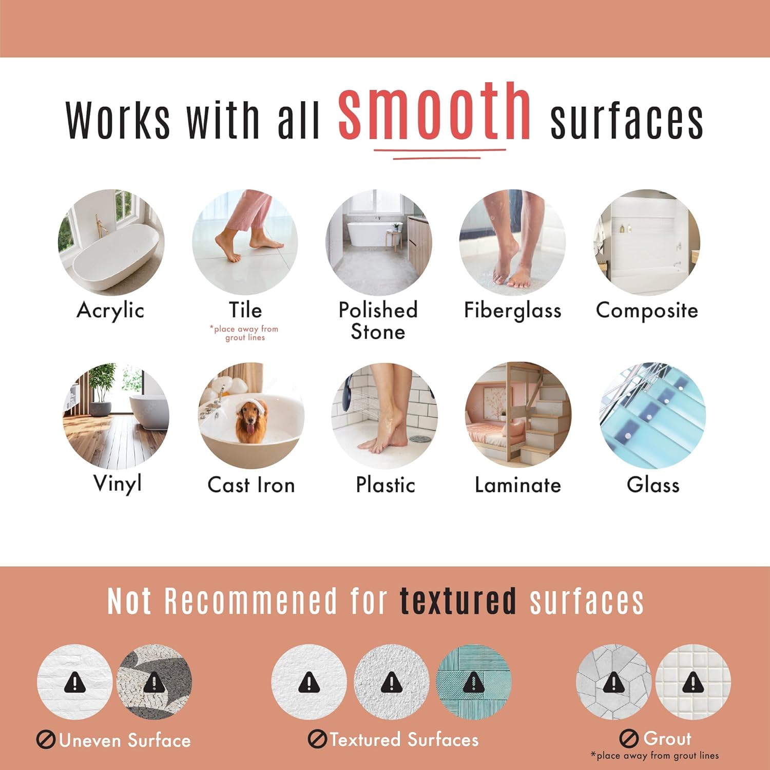 Quart Pint Non Slip Shower Stickers 28 Clear Wave
