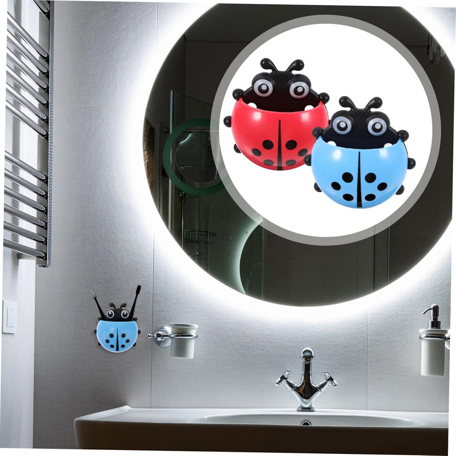 Happyyami 2pcs Wall Mounted Toothbrush Holder