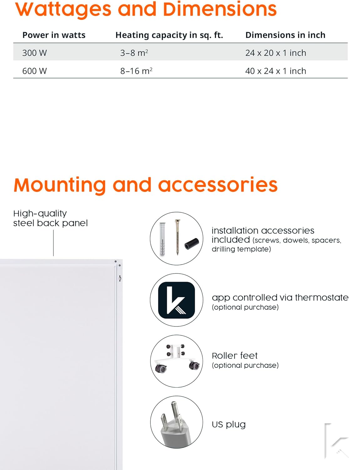 Knighaus Infrared Wall Heater - Efficient Quiet