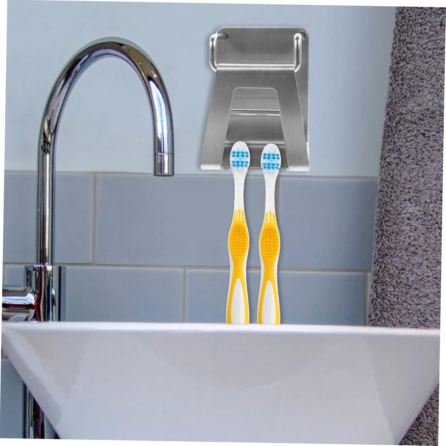 PRETYZOOM Wall Toothbrush Holder Stainless Steel Easy Install 1